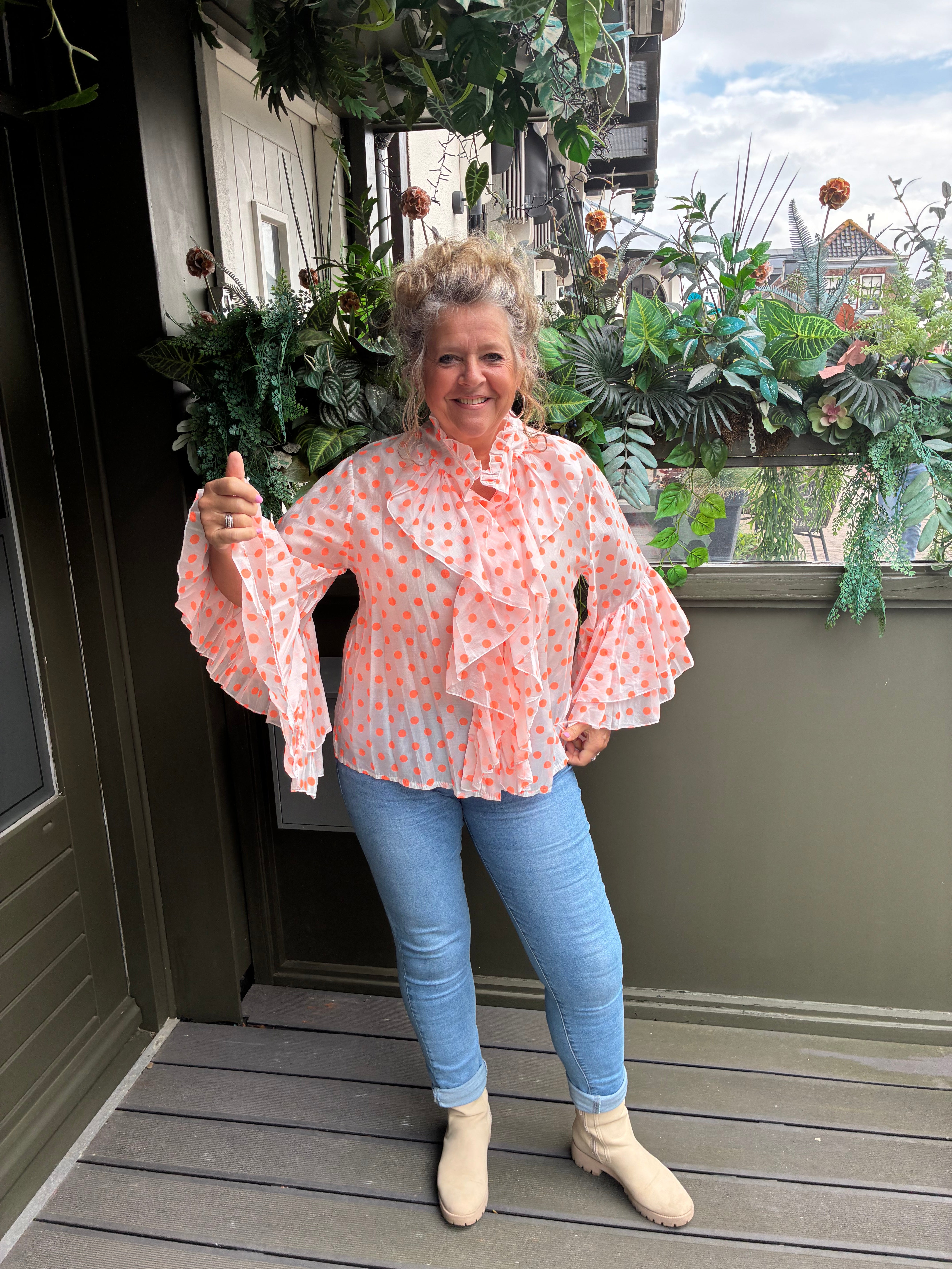 Blouse Dottie Oranje - Nancfashion