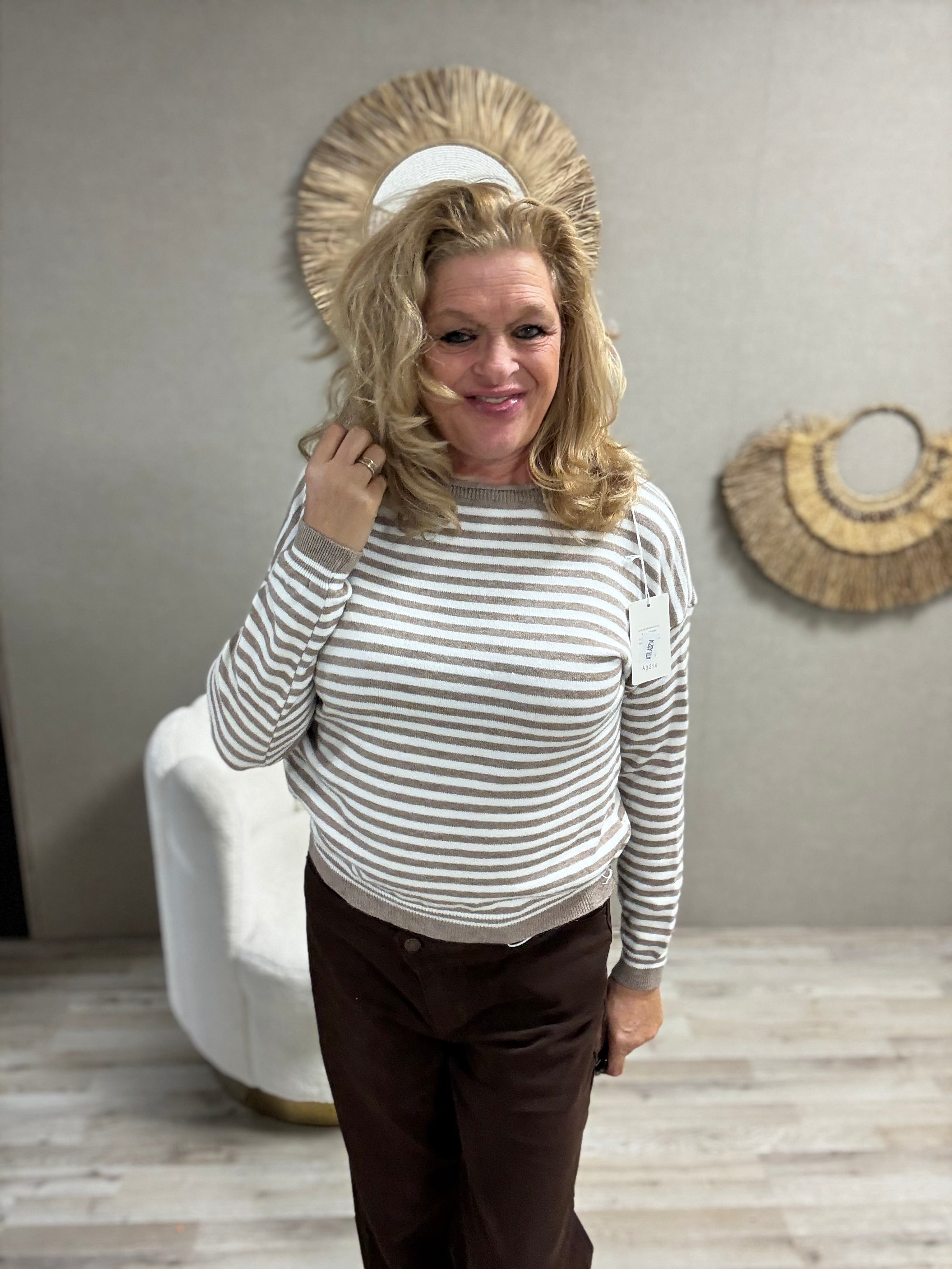 Trui striped Beige