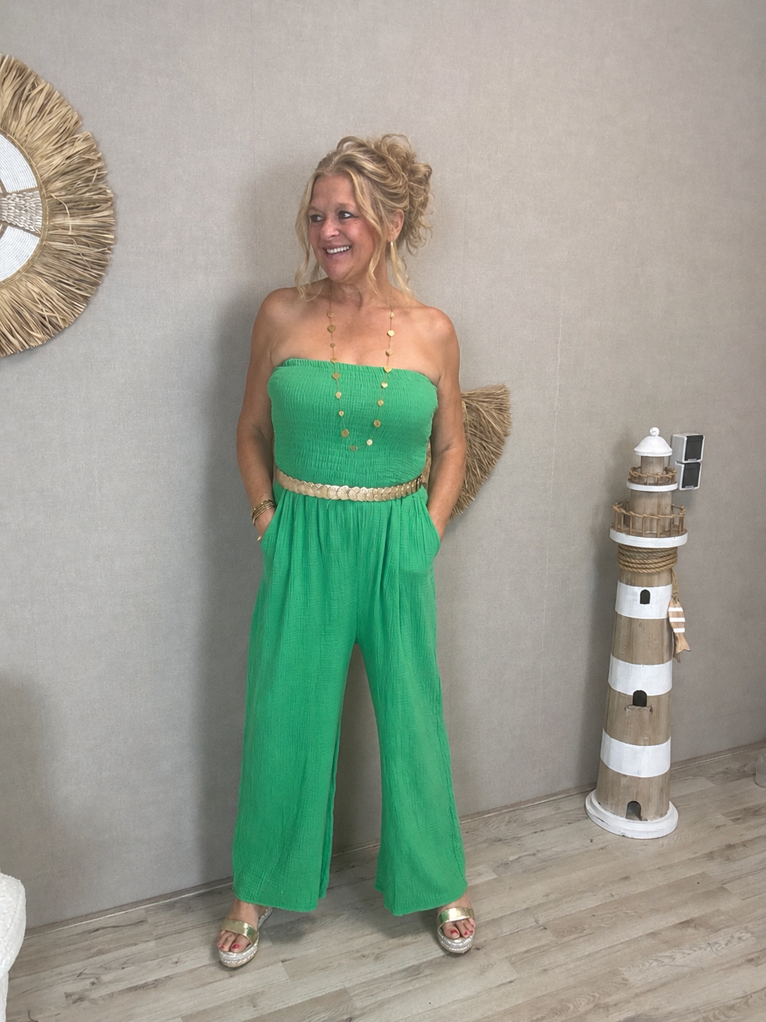 Strapless Jumpsuit Roxy Cucci Groen