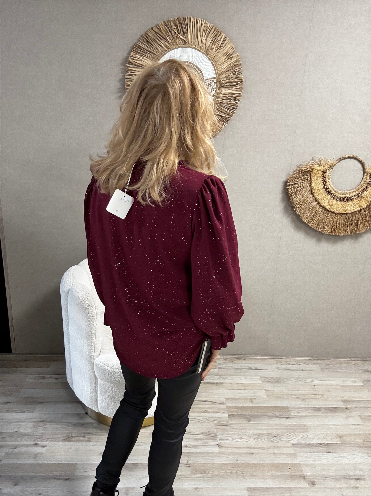 Blouse Tilly Bordeaux met Zilveren Sparkel