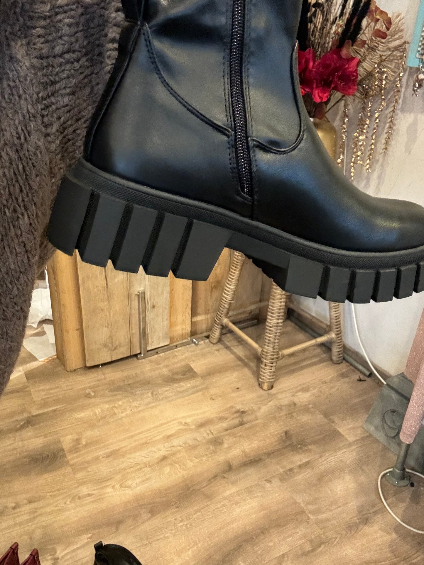 Lederlook Overknie Boots - Nancfashion