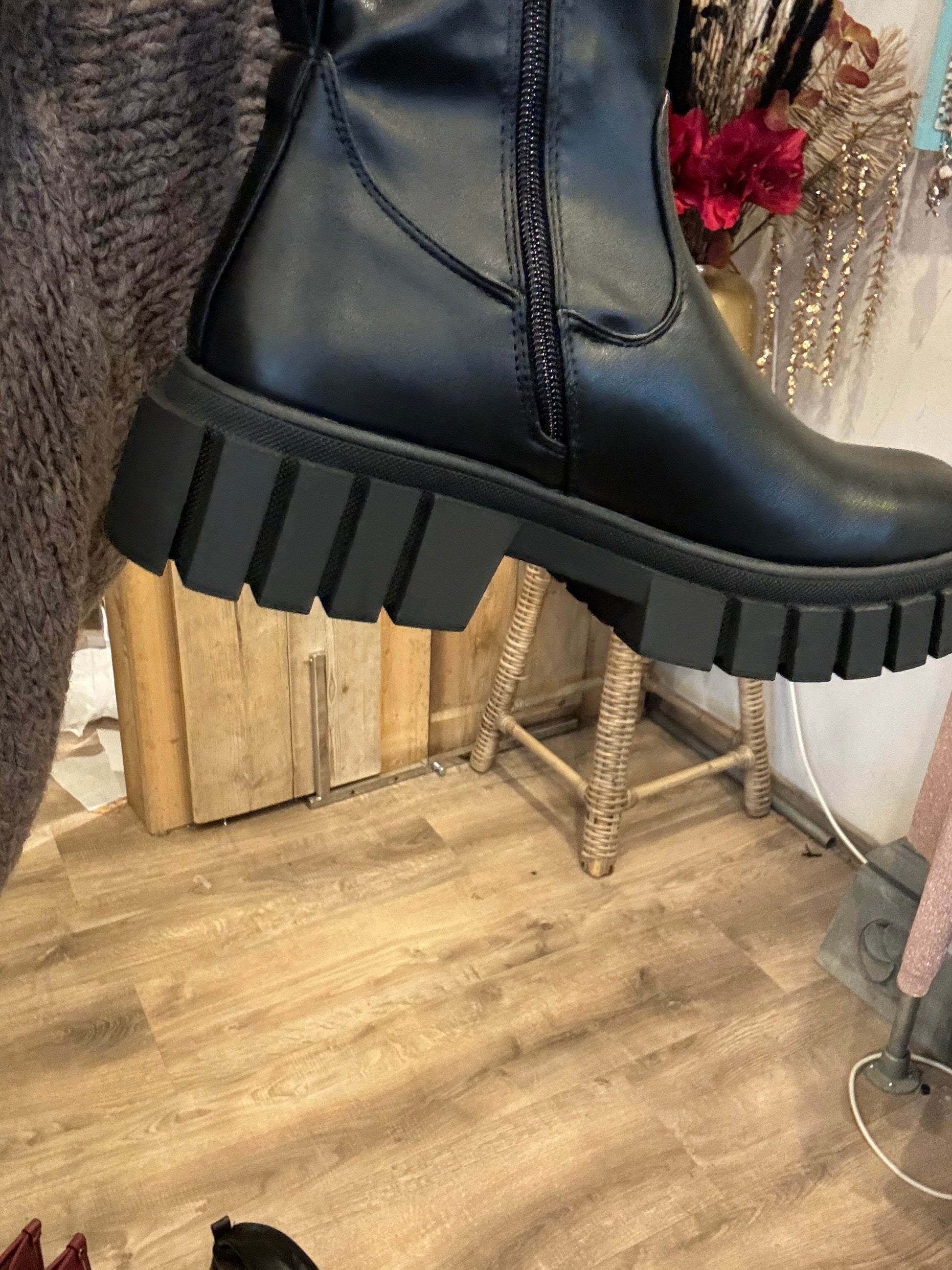 Lederlook Overknie Boots - Nancfashion