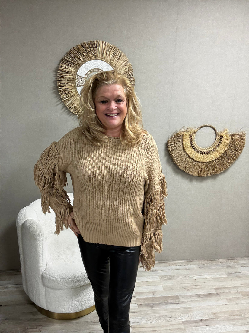 Trui Fringe Beige
