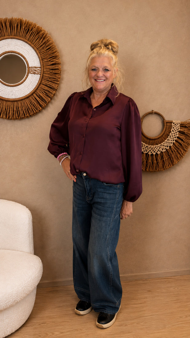 Gemma Ricceri Satijn Look Blouse Bordeaux