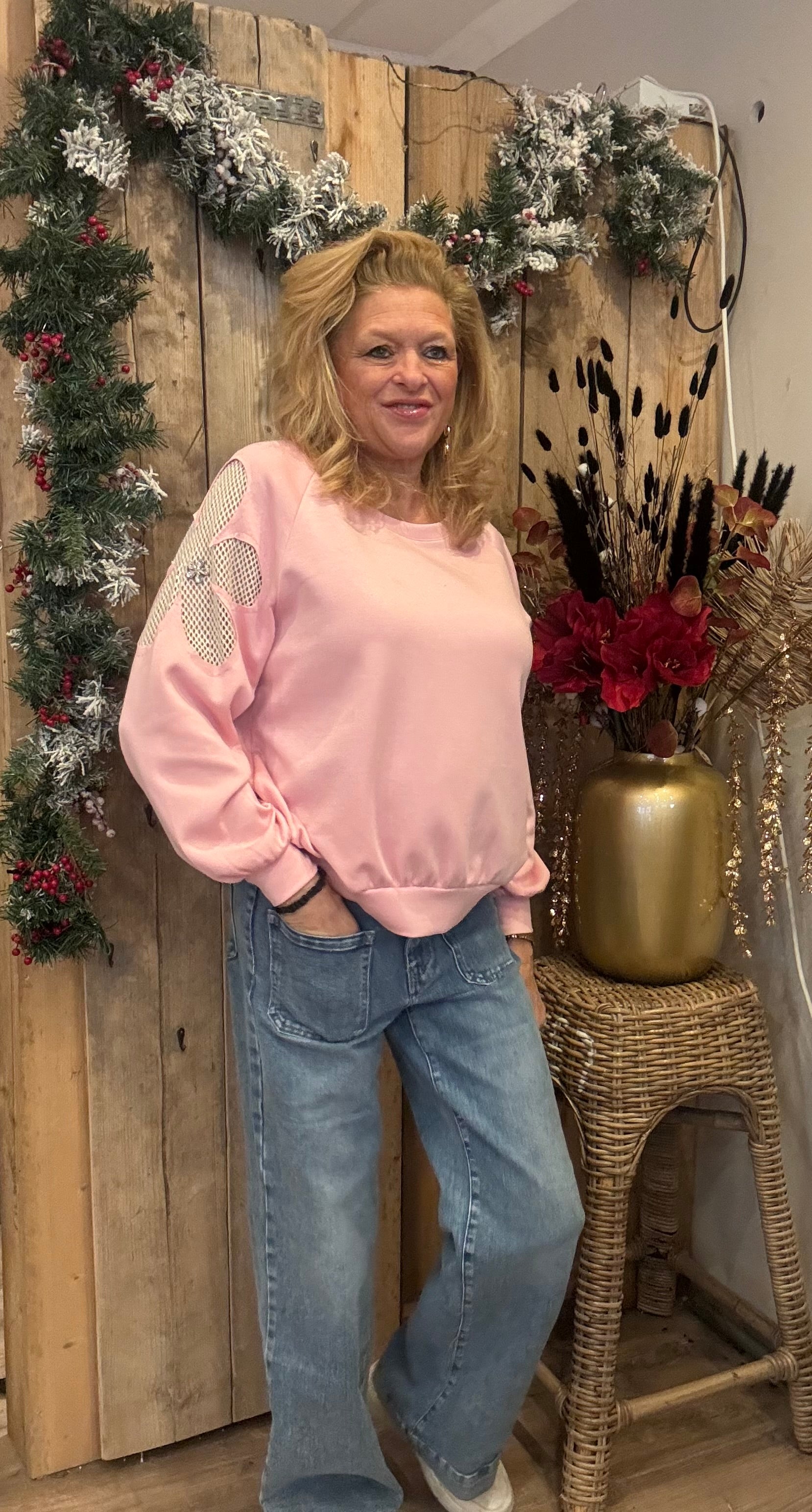 Sweater met Bloem Gemma Ricciri Roze