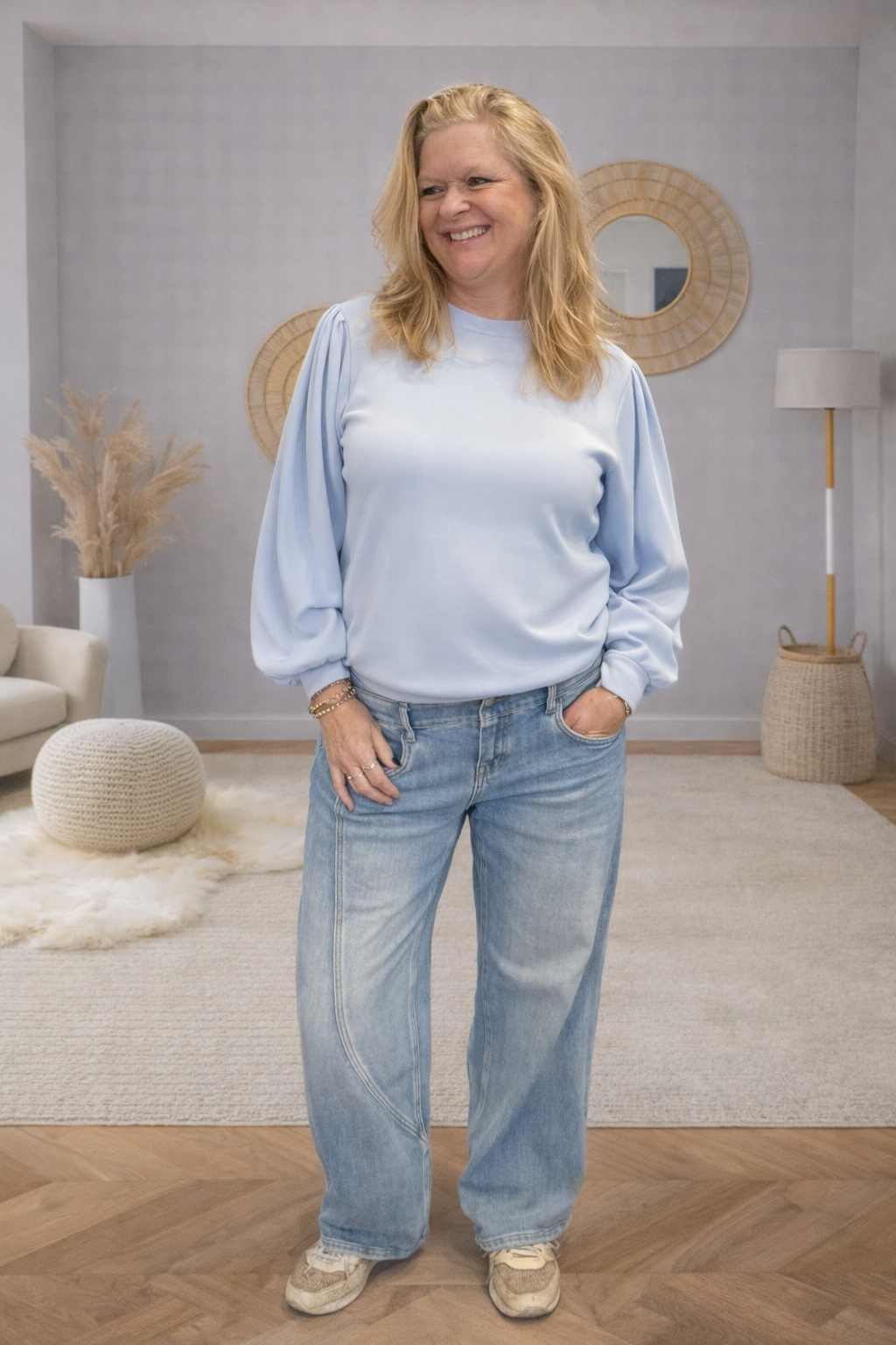 Sweater Mooij met pofmouwen Blauw