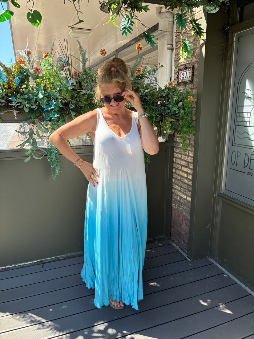 Maxi Jurk Sunset Wit/Blauw