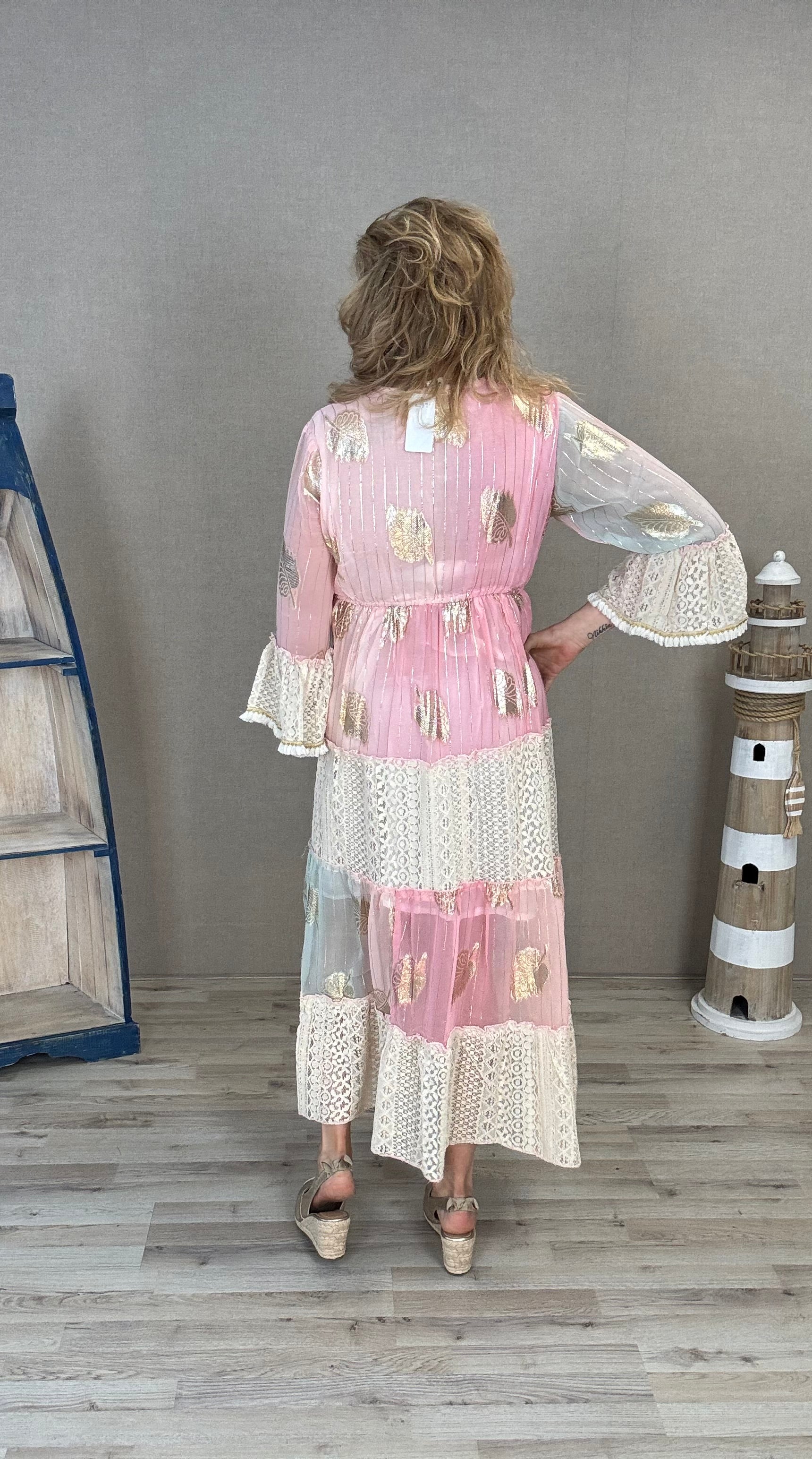 Maxi Dress Boho roze/blauw