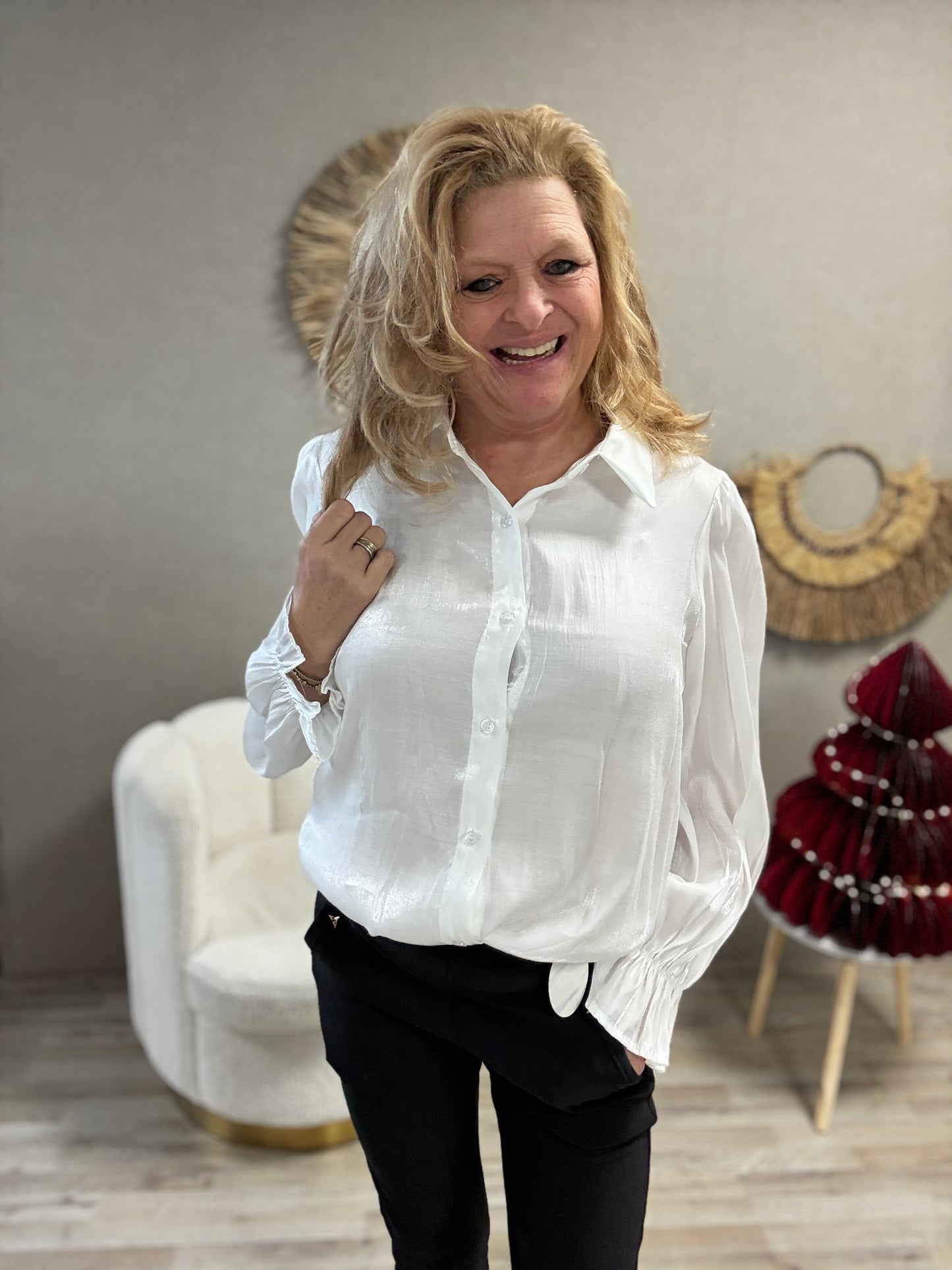 Blouse met Smock aan de mouw Gemma Ricceri White Metallic