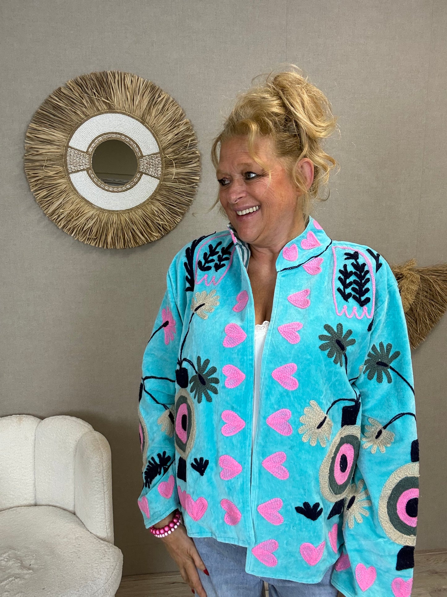 Cotton Velvet Jacket turquoise