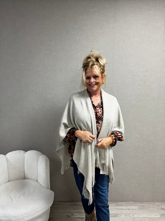 Omslagdoek Maya – Met Franjes & Lurex Glitter Offwhite