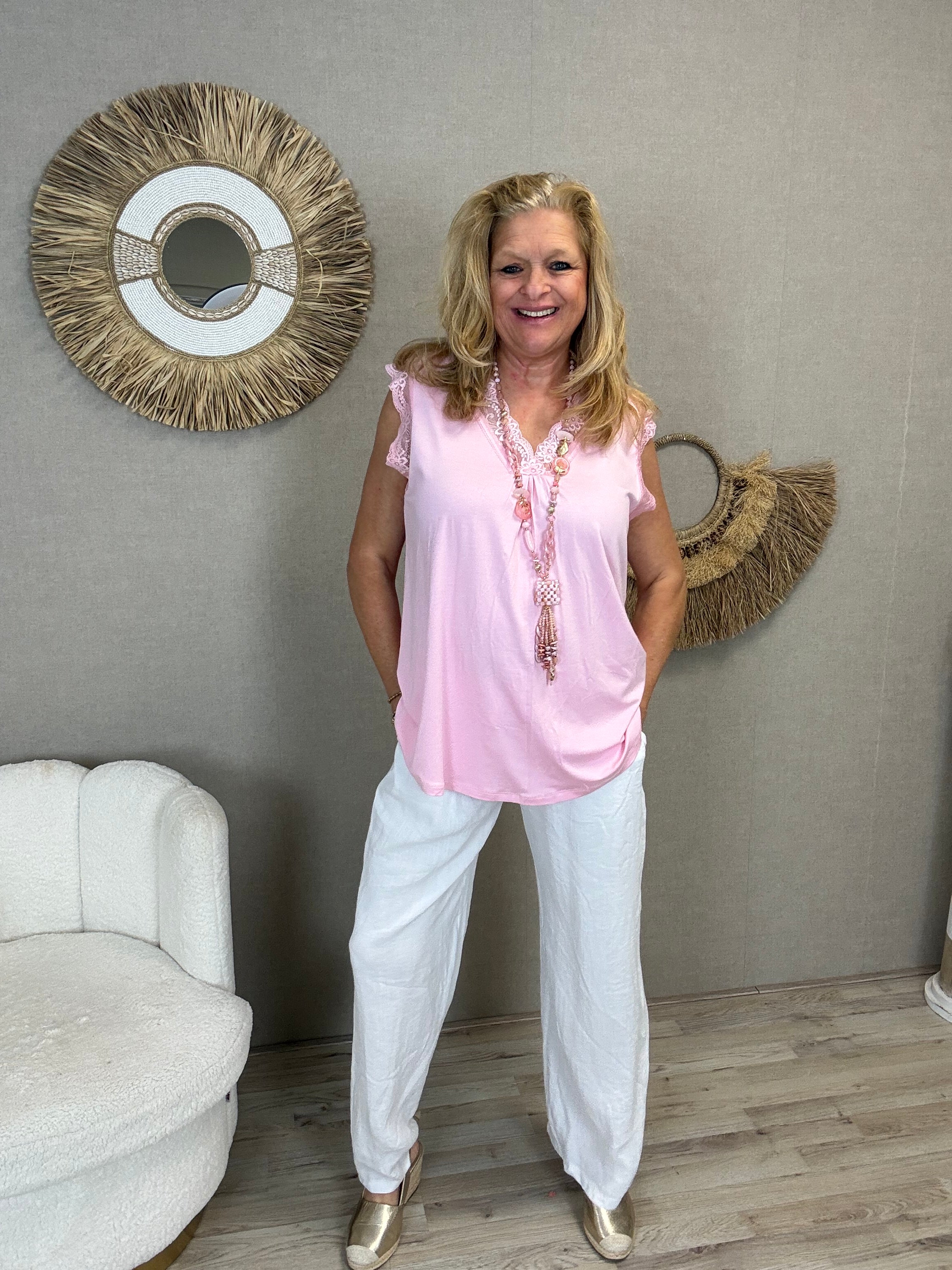 Top  kant Roze - Nancfashion