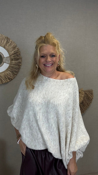 Oversized trui Jessy met ballonmouwen Beige