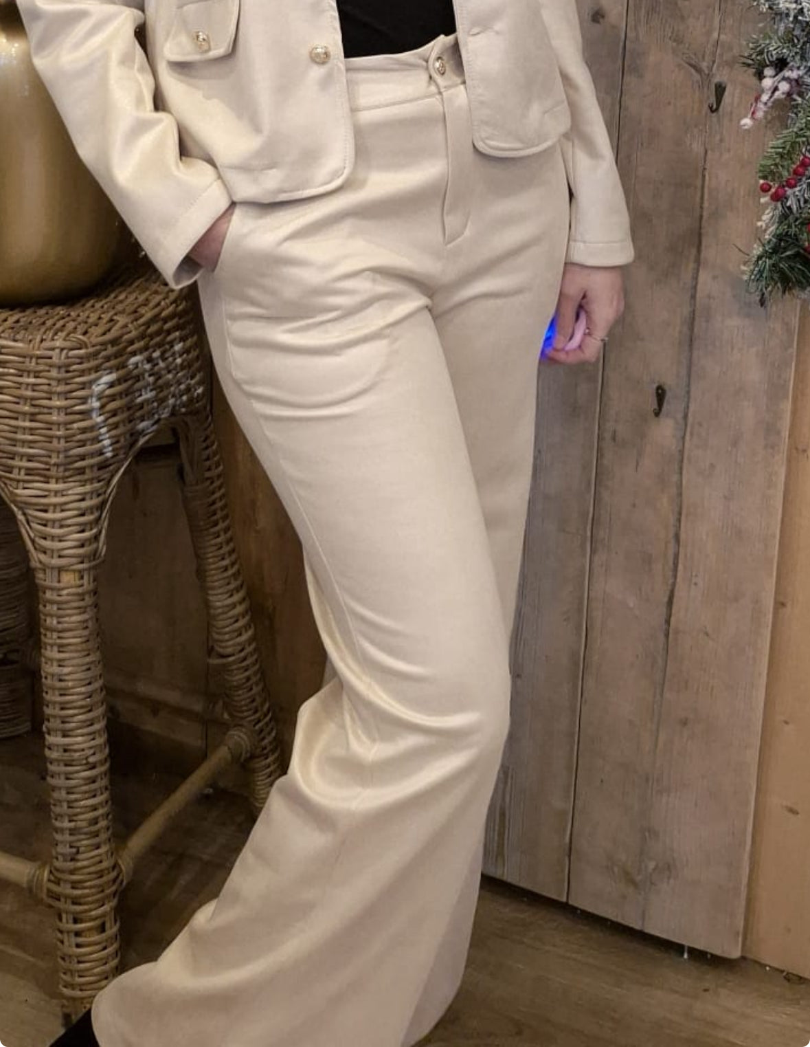 Beige Metallic Look Pantalon Gemma Ricciri