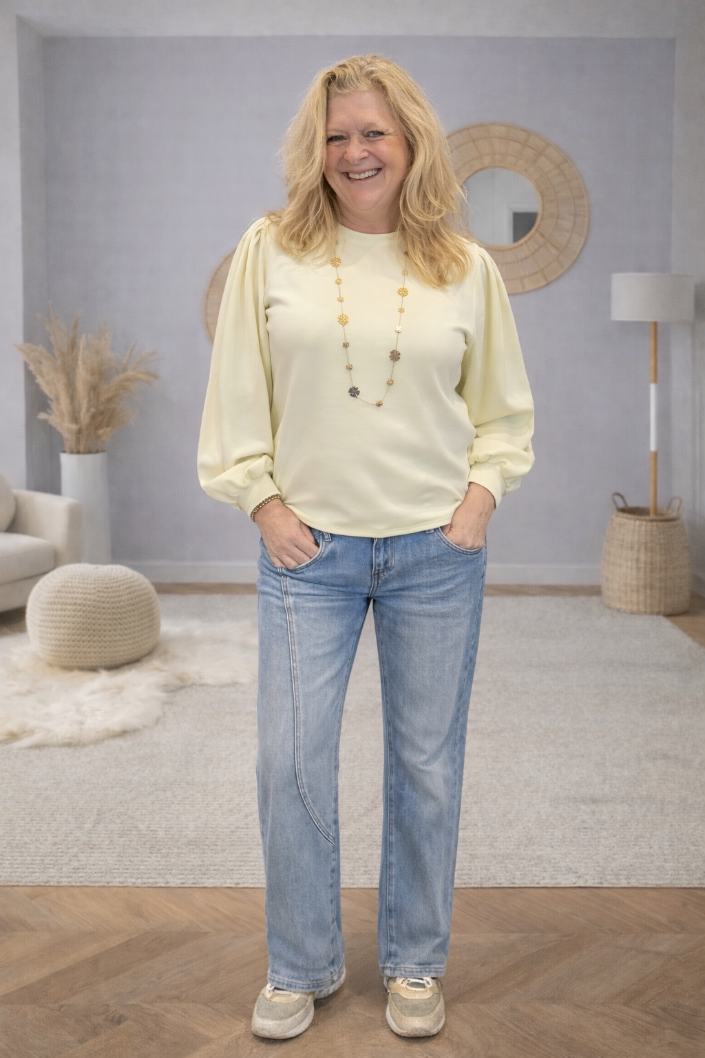 Sweater Mooij Pofmouwen Yellow