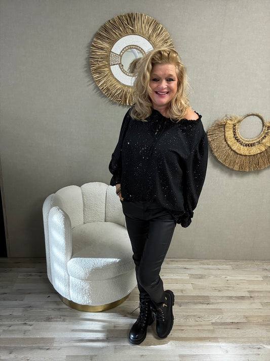 Blouse Tilly Zwart zilveren Sparkel