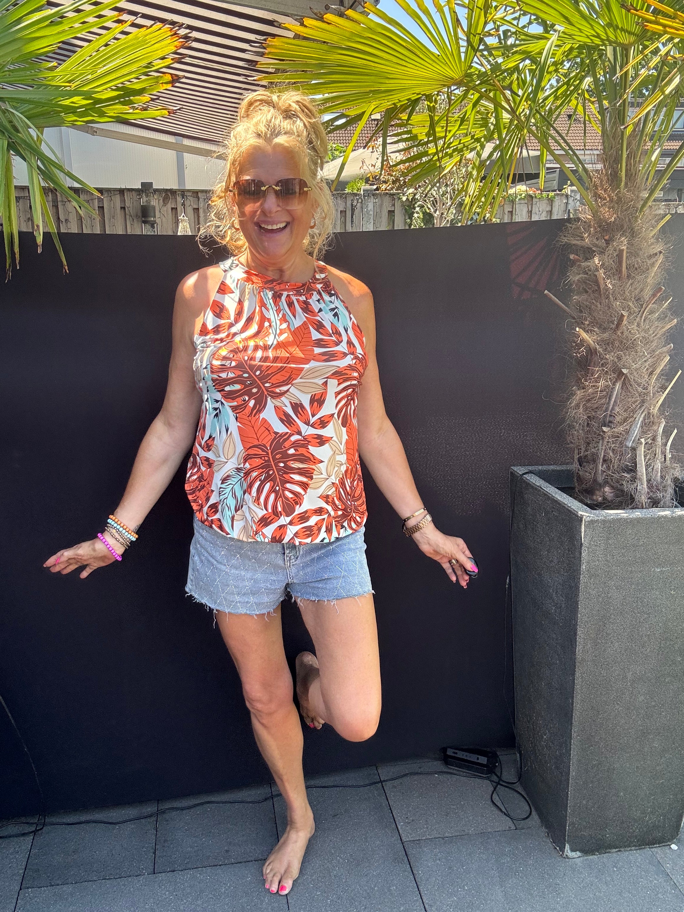 Halter Top Bladeren Oranje Aqa