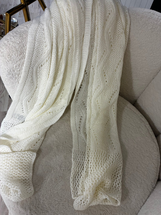 Gebreide Omslagdoek/Sjaal Offwhite