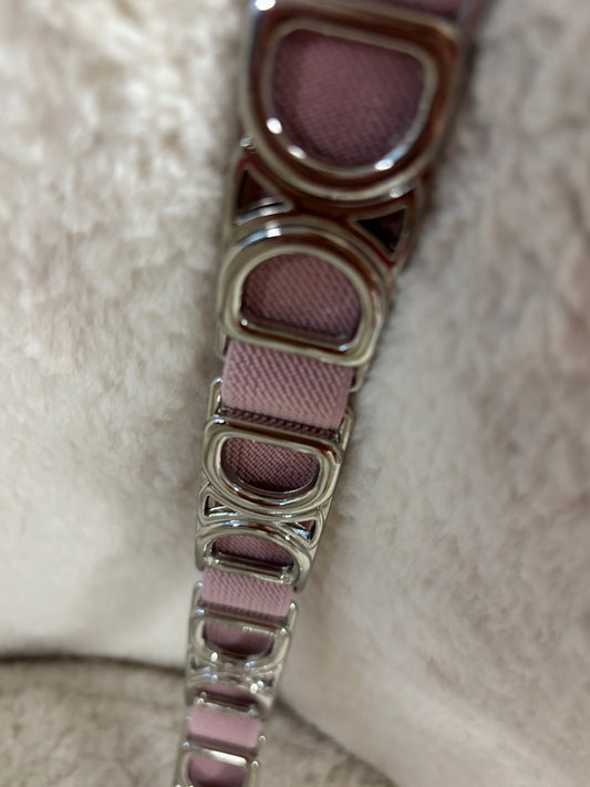 Stretch Riem Roze zilver (smal)