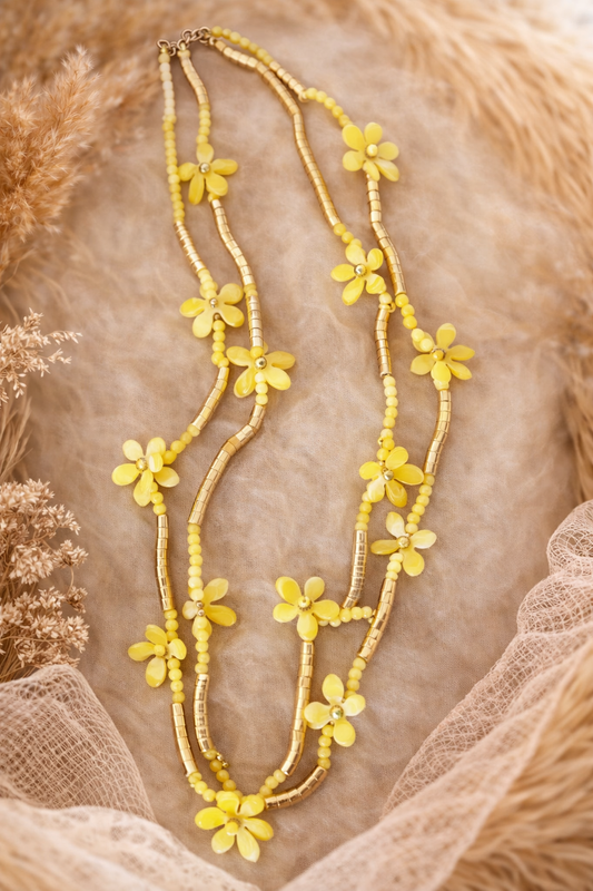 Boho Ketting Bloen yellow - Nancfashion