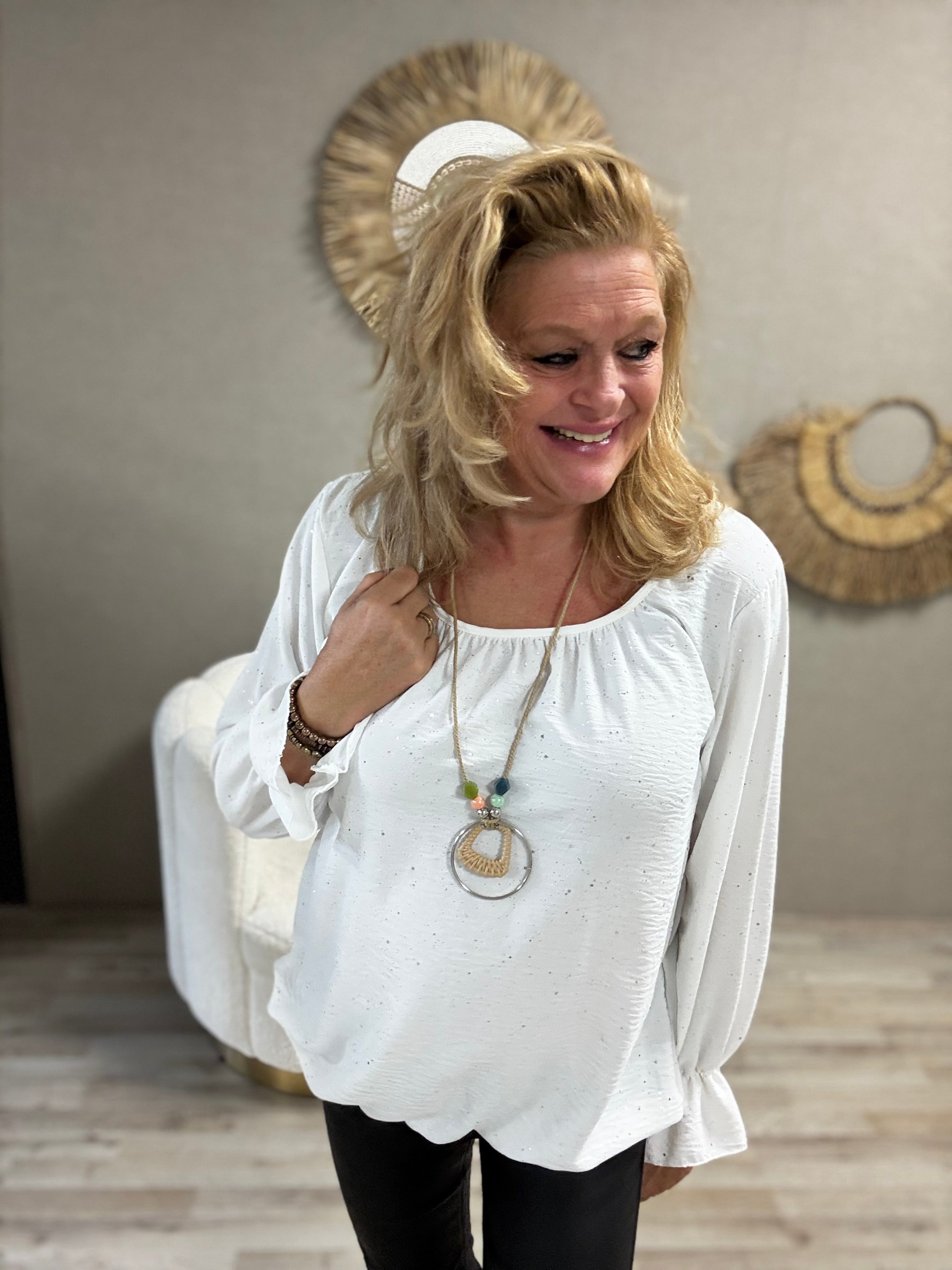 Ballon Top Wit met Zilveren Sparkel