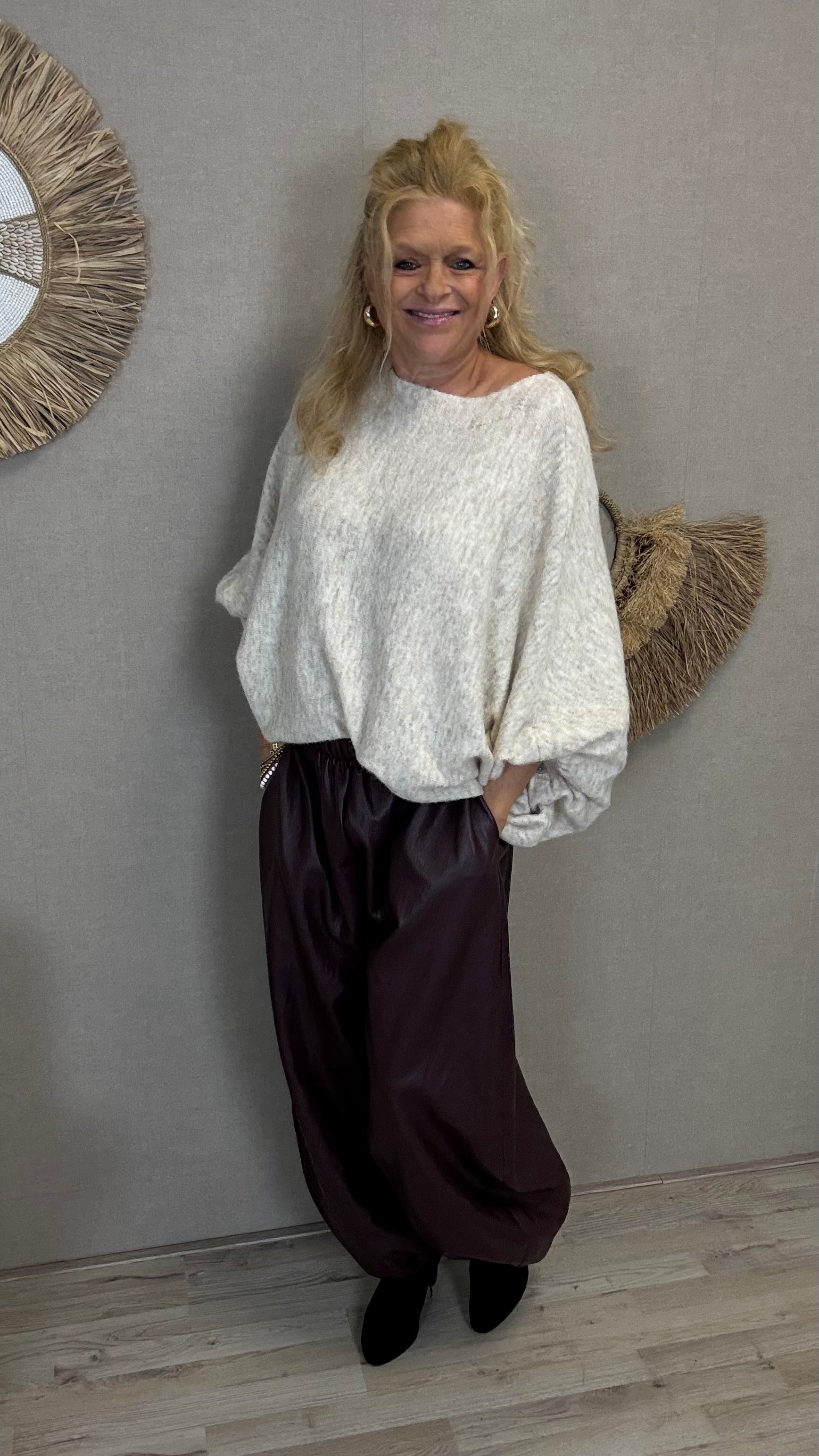 Leatherlook ballonbroek Malia Aubergine