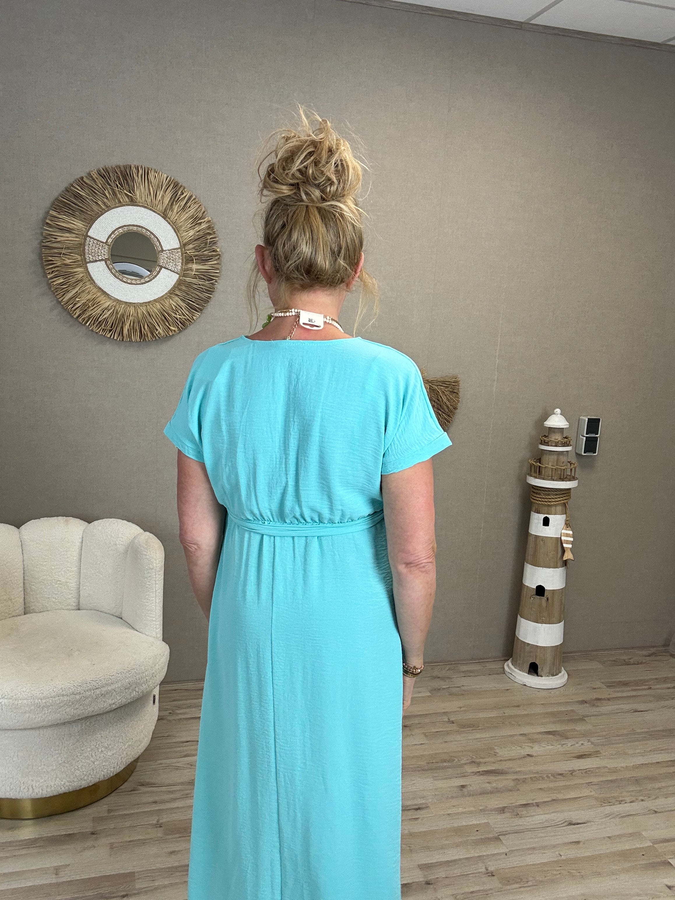 Summer Dress met ceintuur Aqua