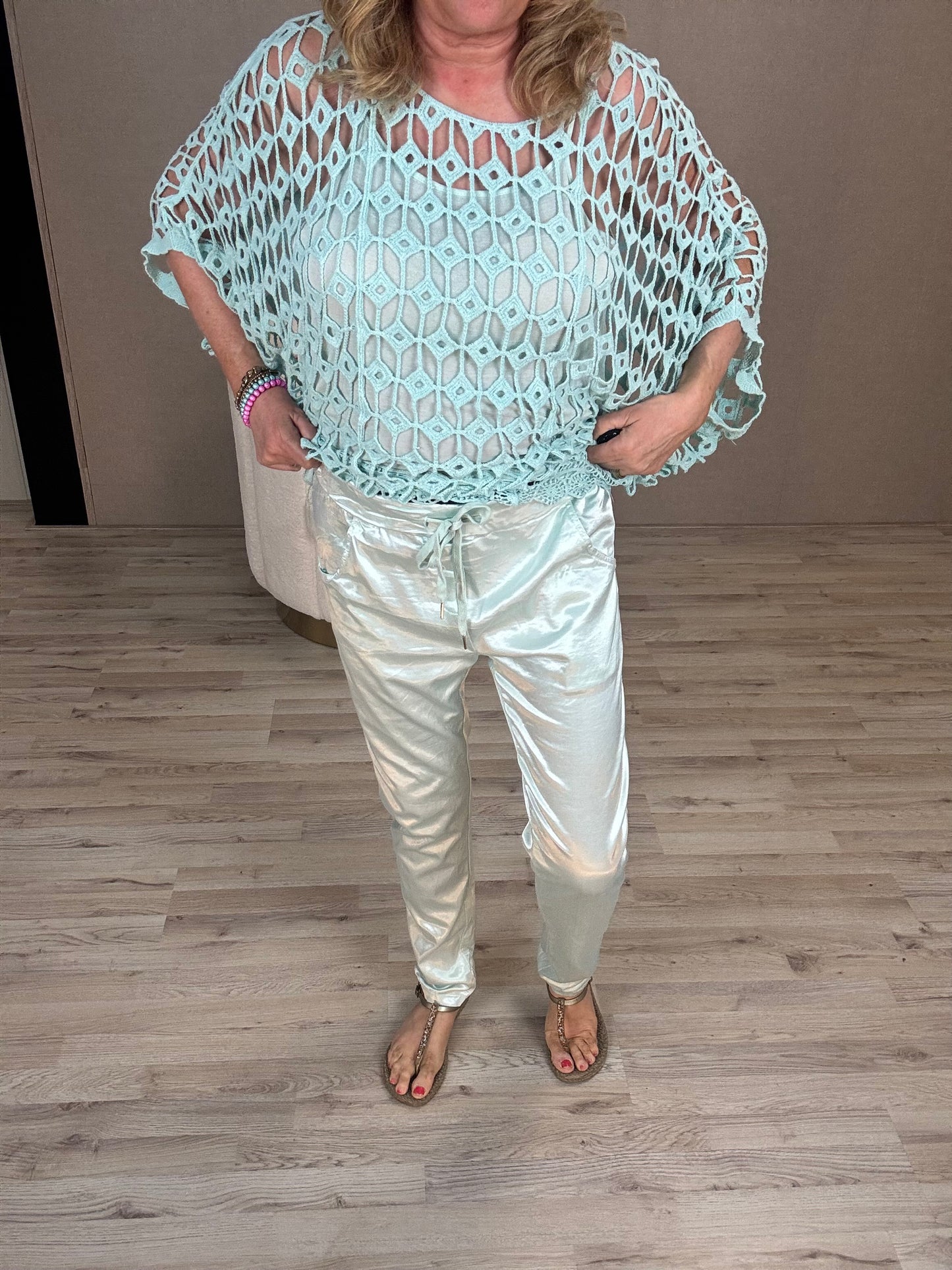 Glans Broek Mintgroen - Nancfashion