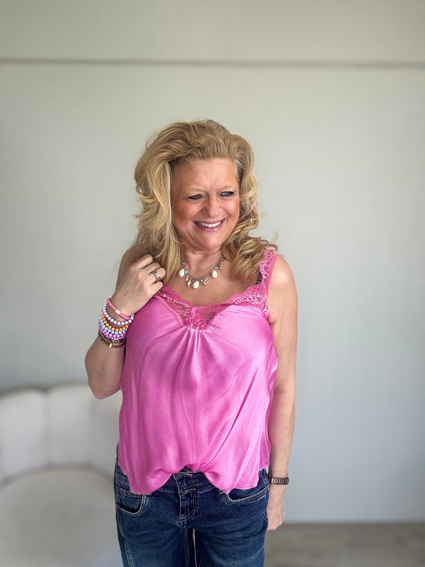 Silky Top Alicia fuchsia - Nancfashion