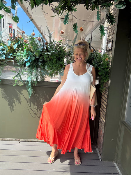 Maxi Jurk Sunset Wit/Koraal