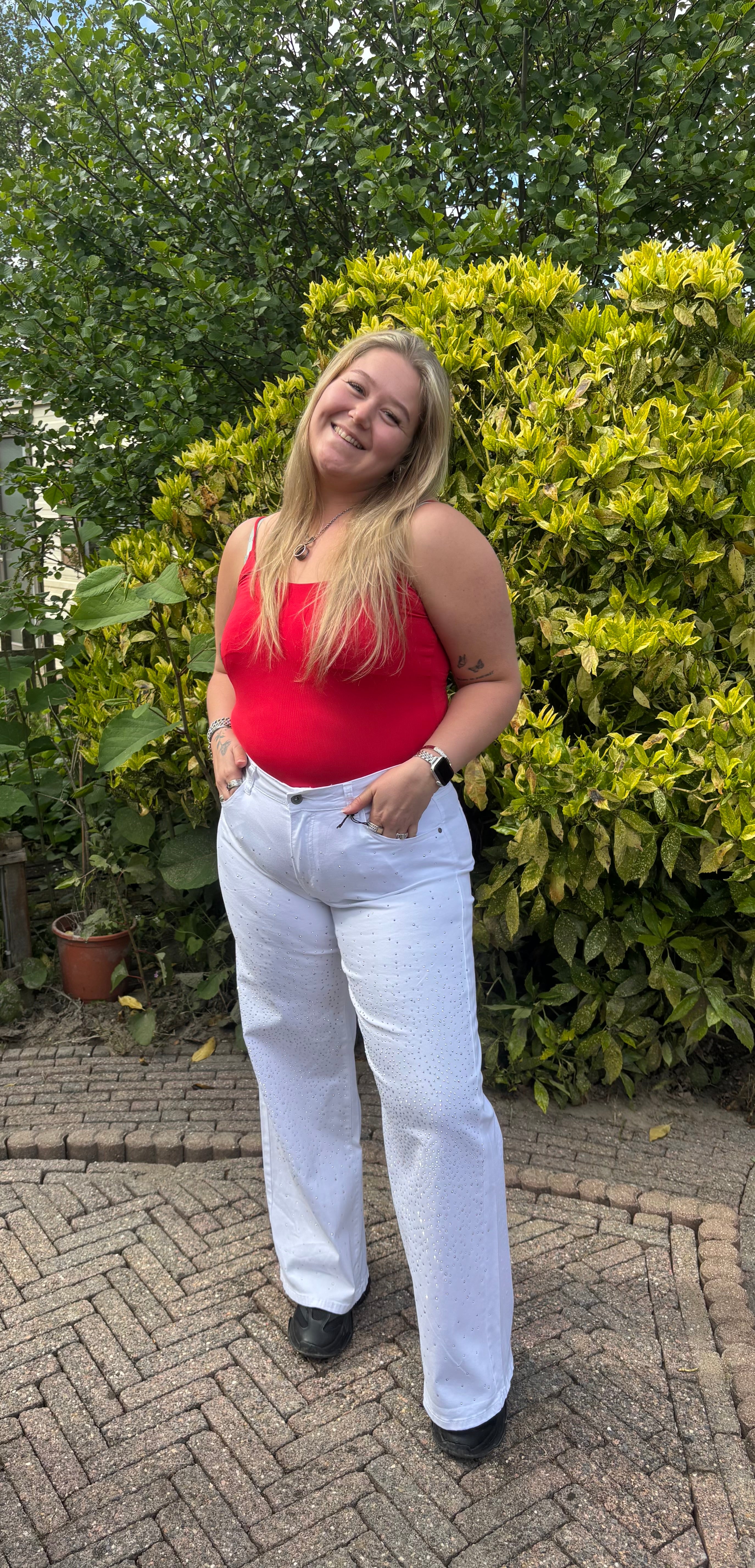 Wide Leg Strass Gemma Ricciri Wit