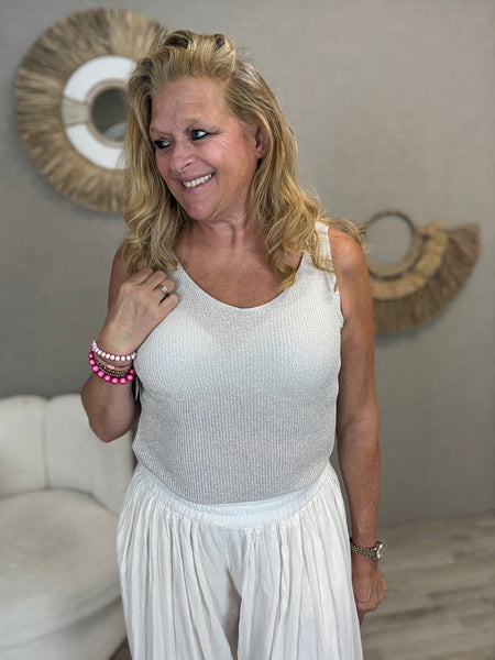 Lurex Top Jessy Zilver/Wit
