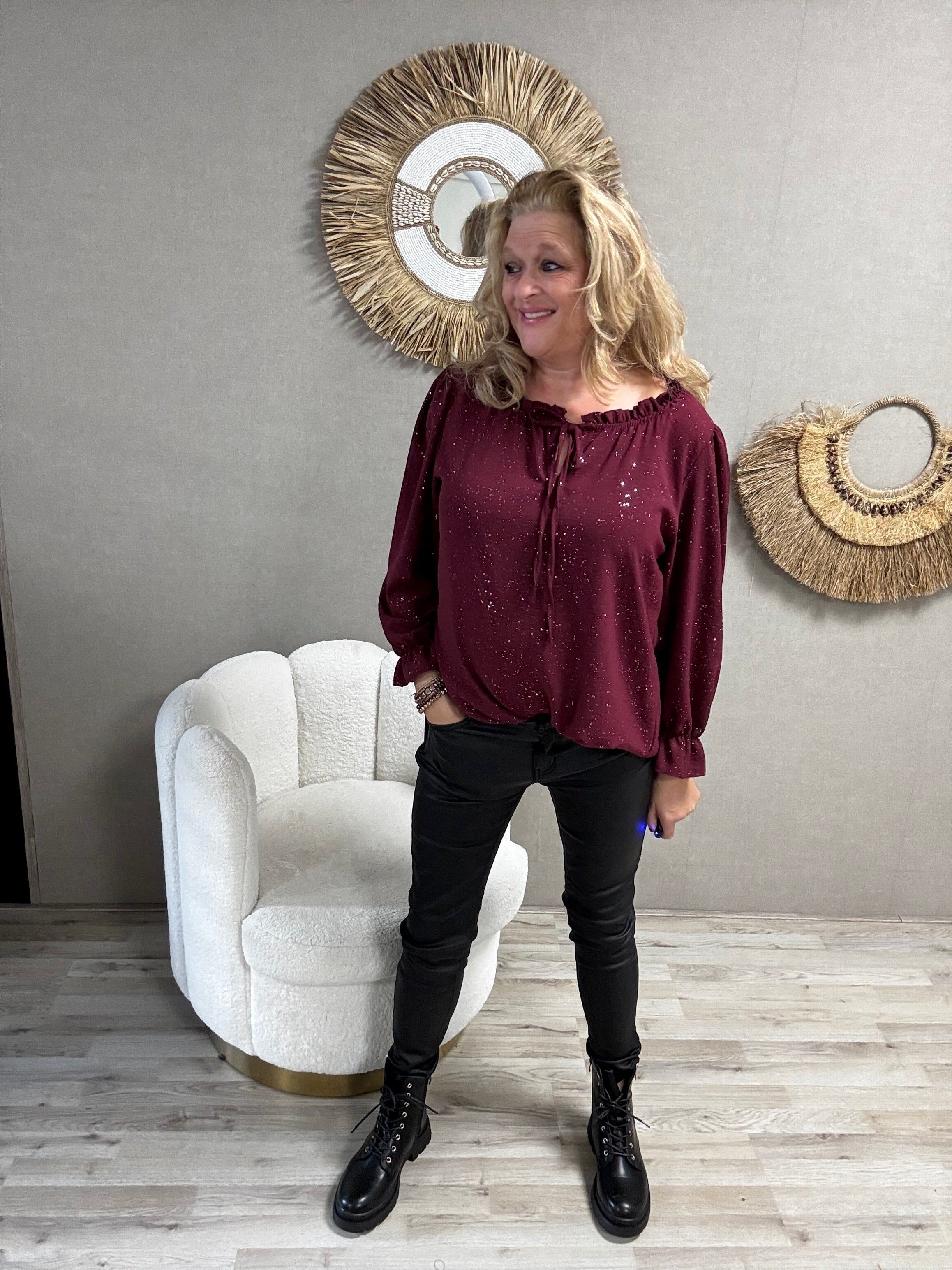 Blouse Tilly Bordeaux met Zilveren Sparkel