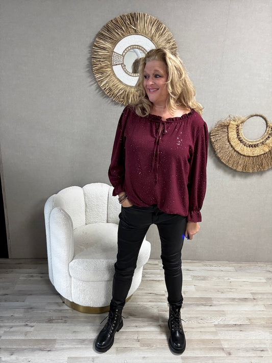 Blouse Tilly Bordeaux Zilveren Sparkel