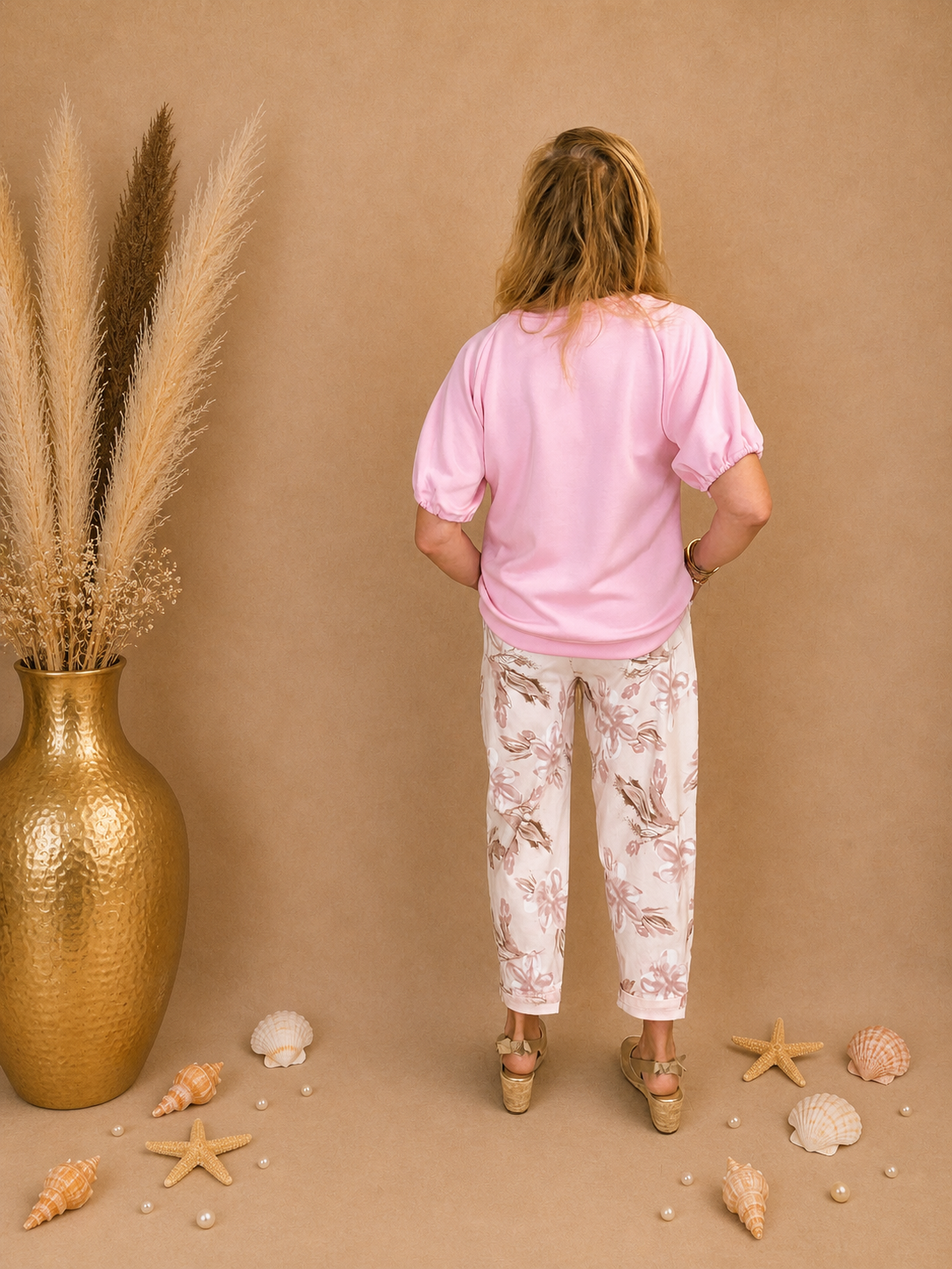 Shirt Mooij met Pofmouwen roze - Nancfashion