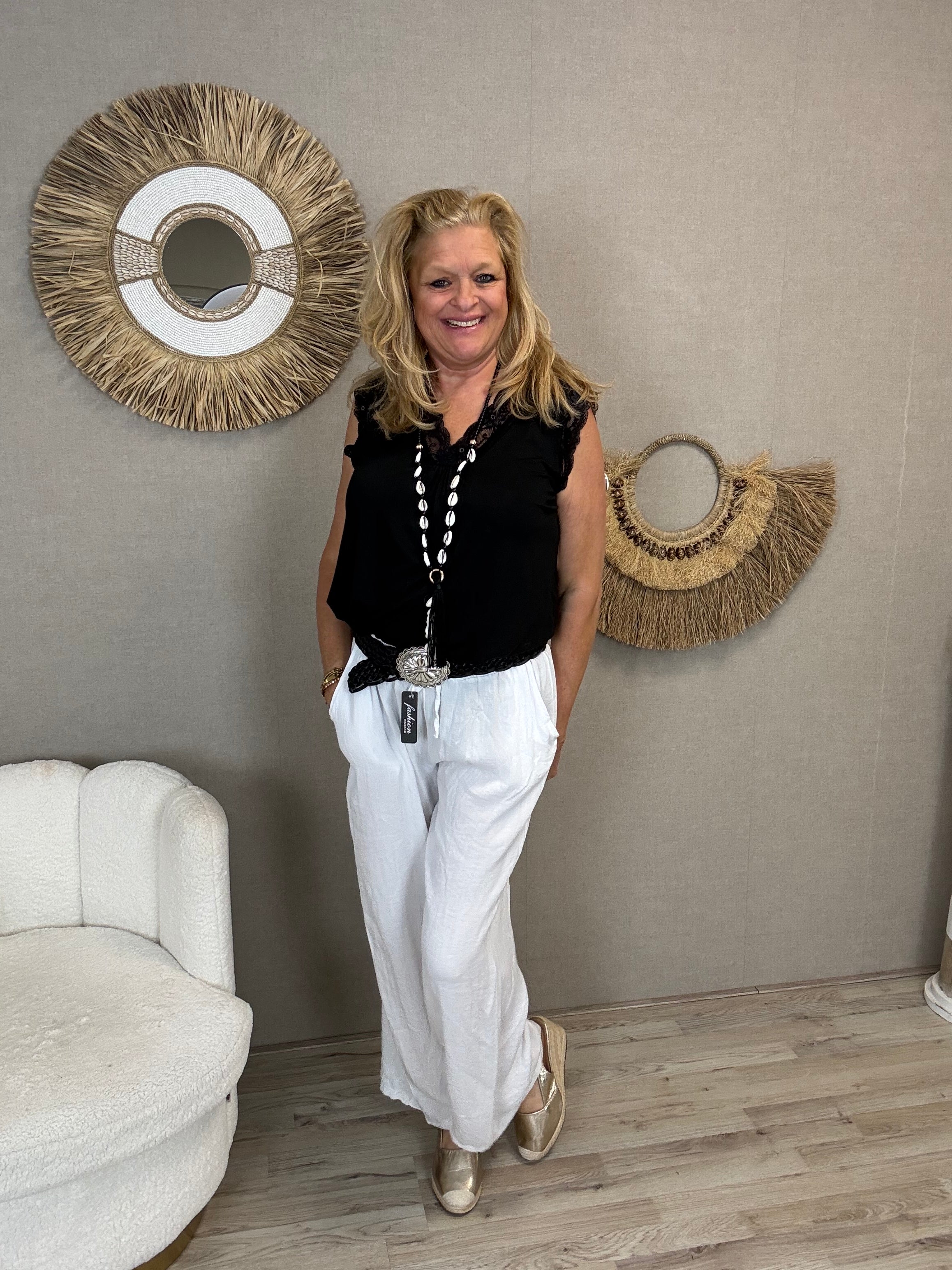 Zomer Broek Fay White - Nancfashion