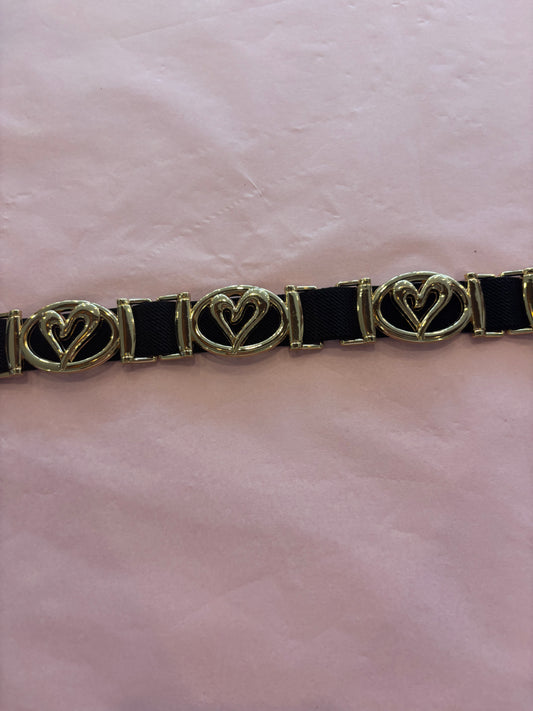 Stretch Riem Hartjes zwart gold