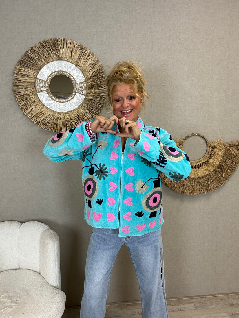 Cotton Velvet Jacket turquoise