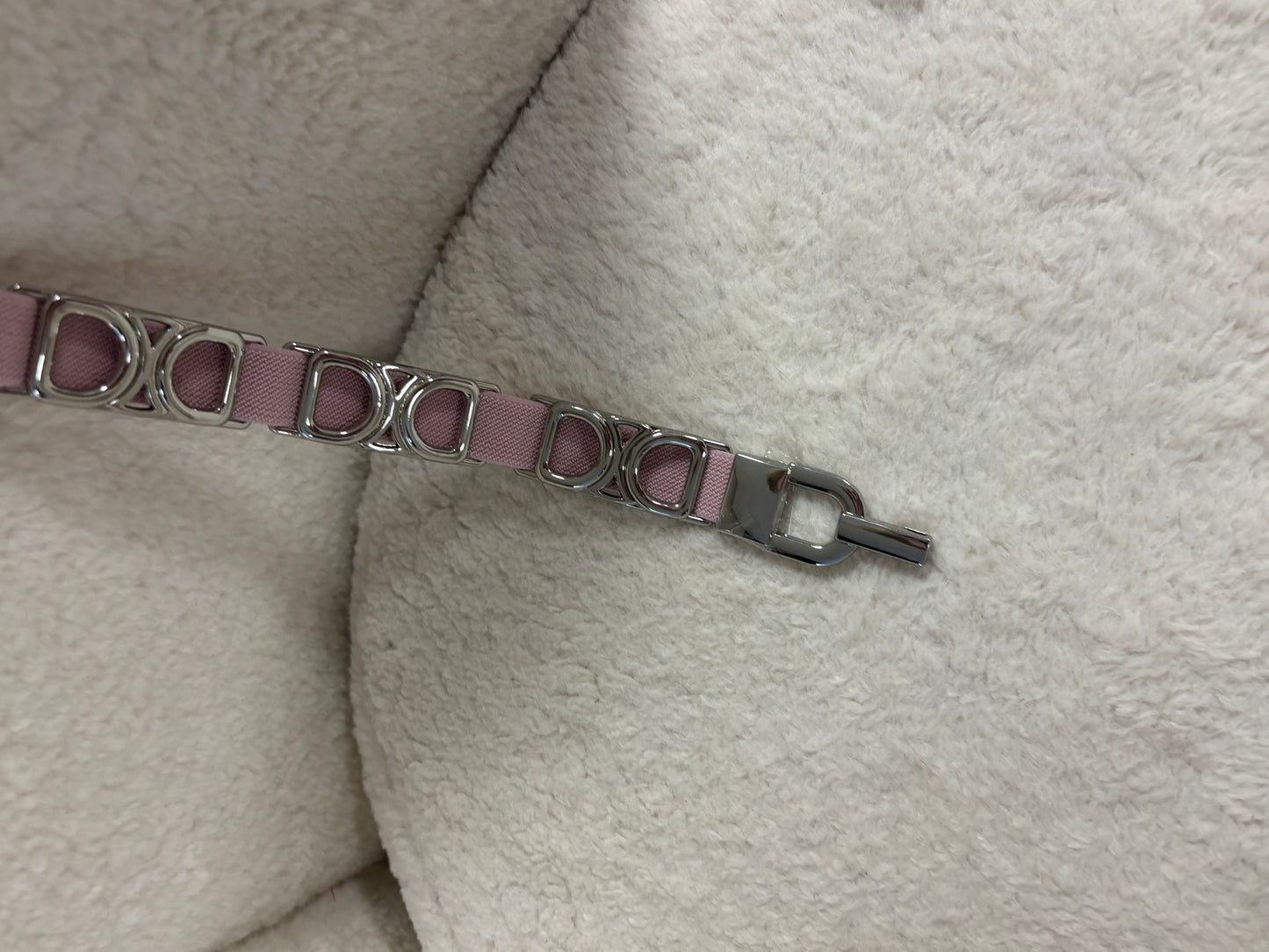 Stretch Riem Roze zilver (smal)