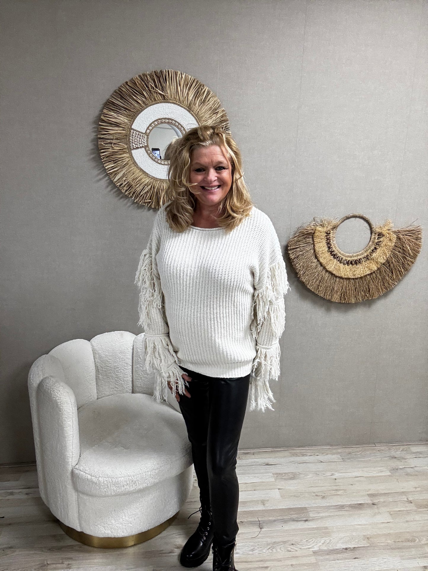 Trui Fringe Off White