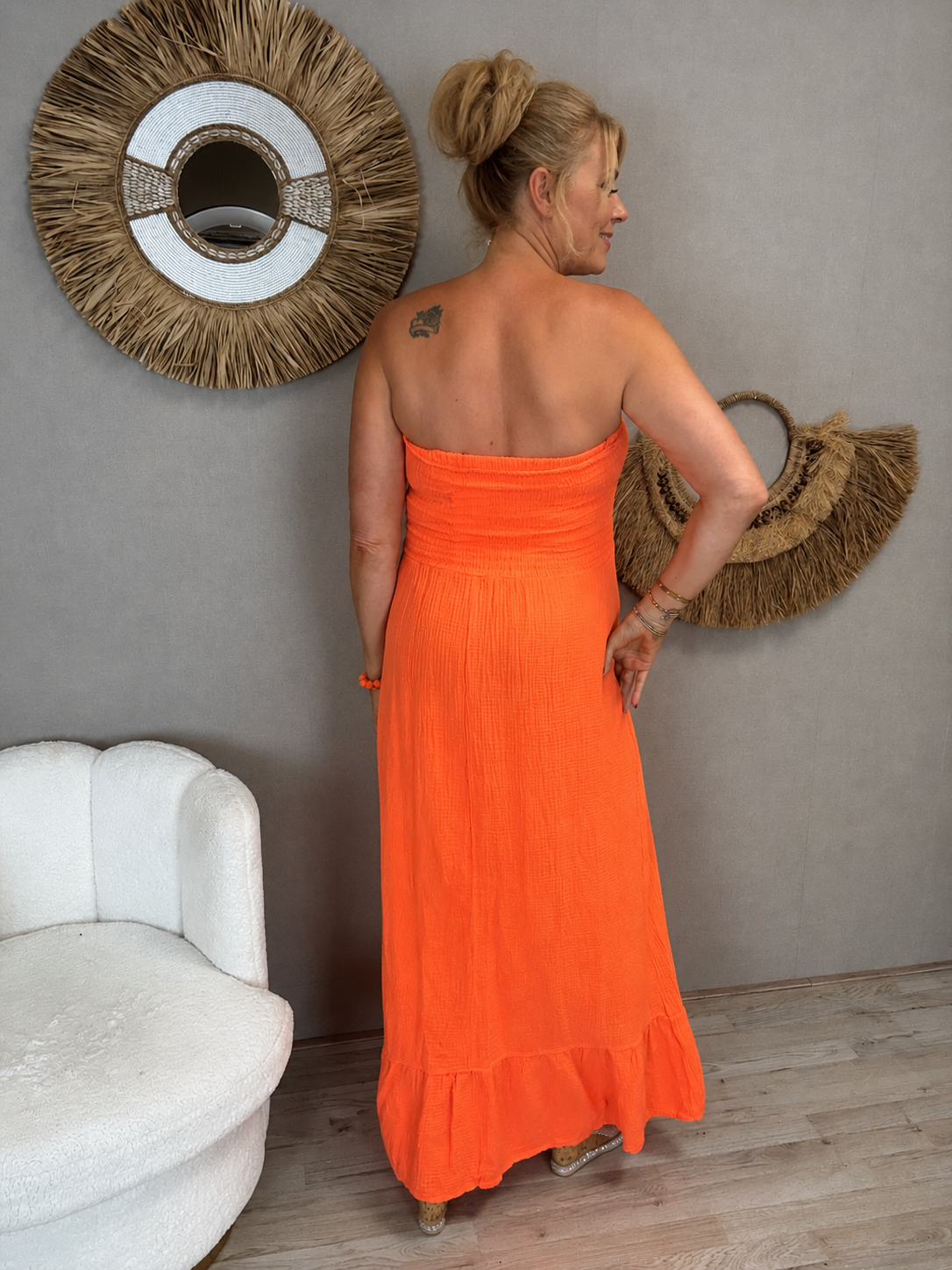 Jurk Ibiza Clow-Neon Oranje