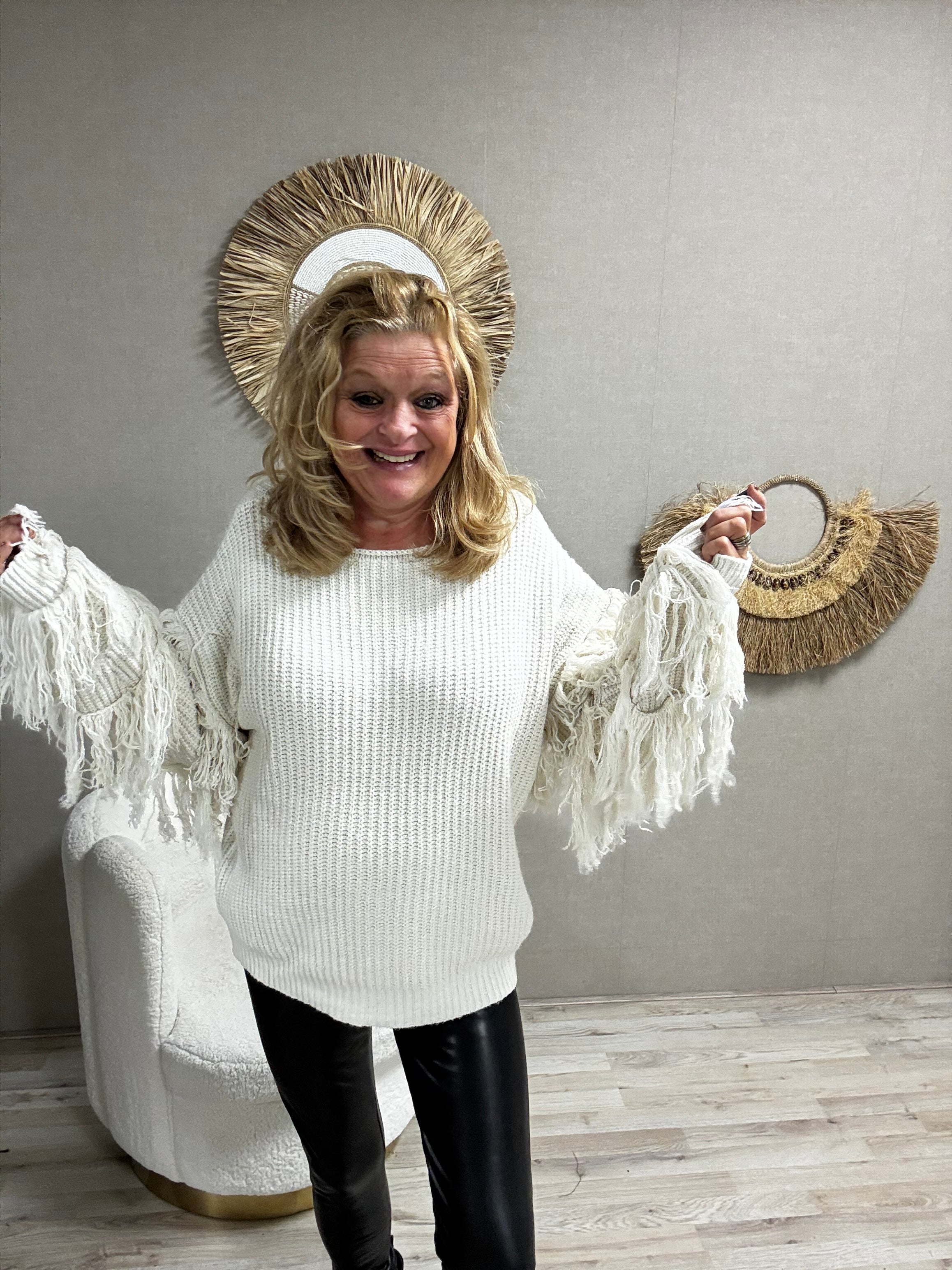 Trui Fringe Off White