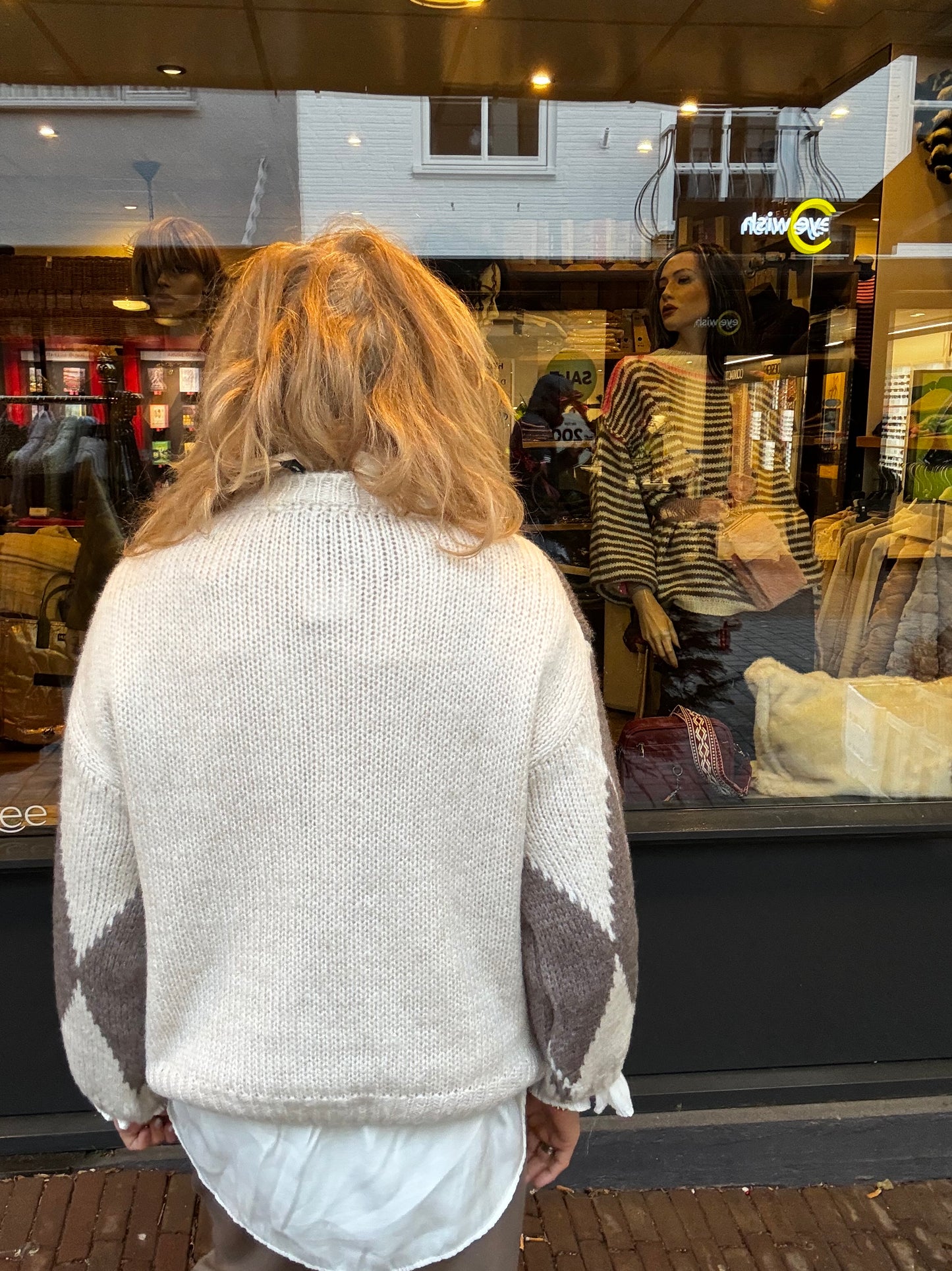 Trui Kiki Ruit Ecru/ Bruin