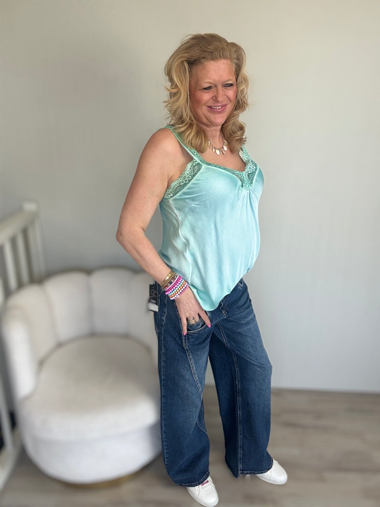 Silky Top Alicia groen - Nancfashion