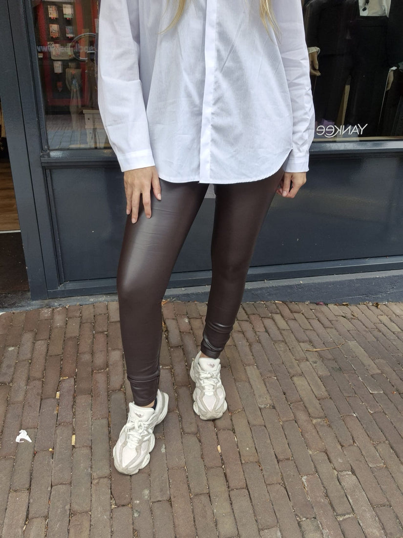 Leatherlook legging Norfy donkerbruin