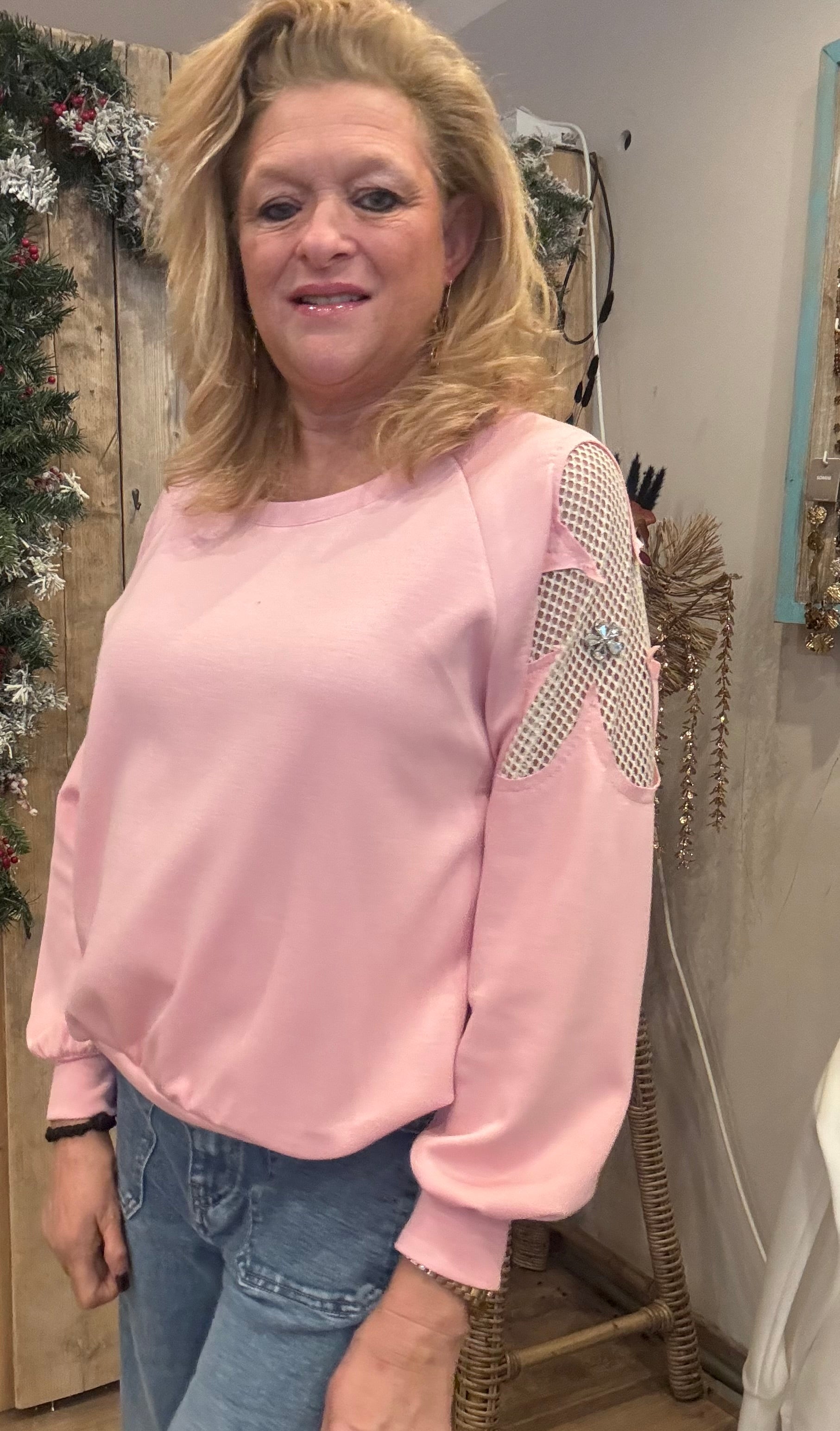 Sweater met Bloem Gemma Ricciri Roze