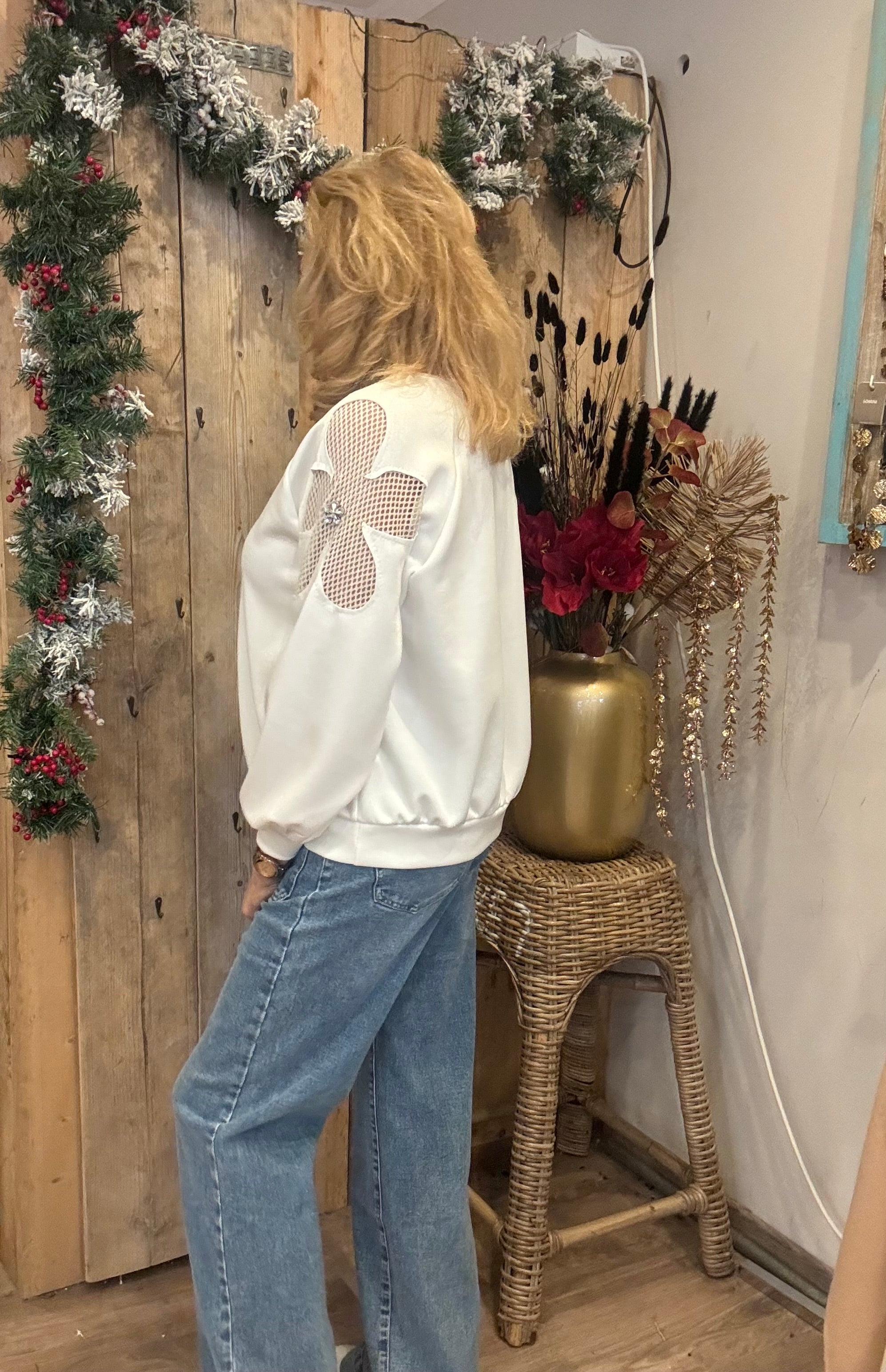 Sweater met Bloem Gemma Ricciri Off White