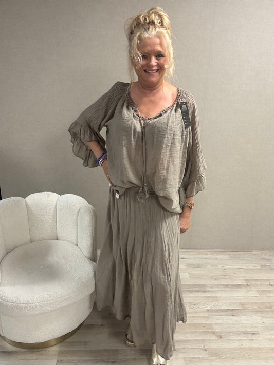 Crinkle top Alexia taupe