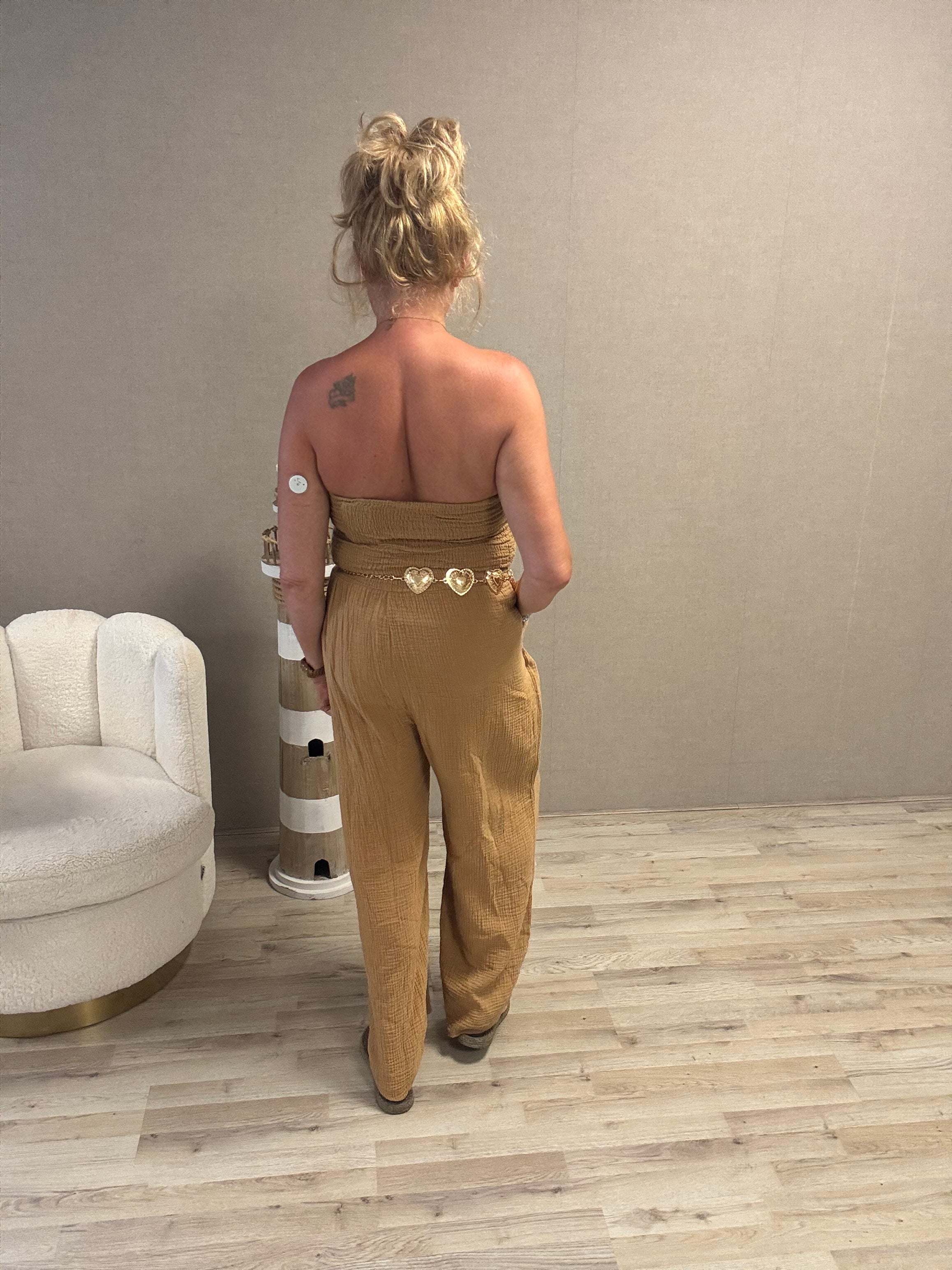Jumpsuit Wafelstof Camel