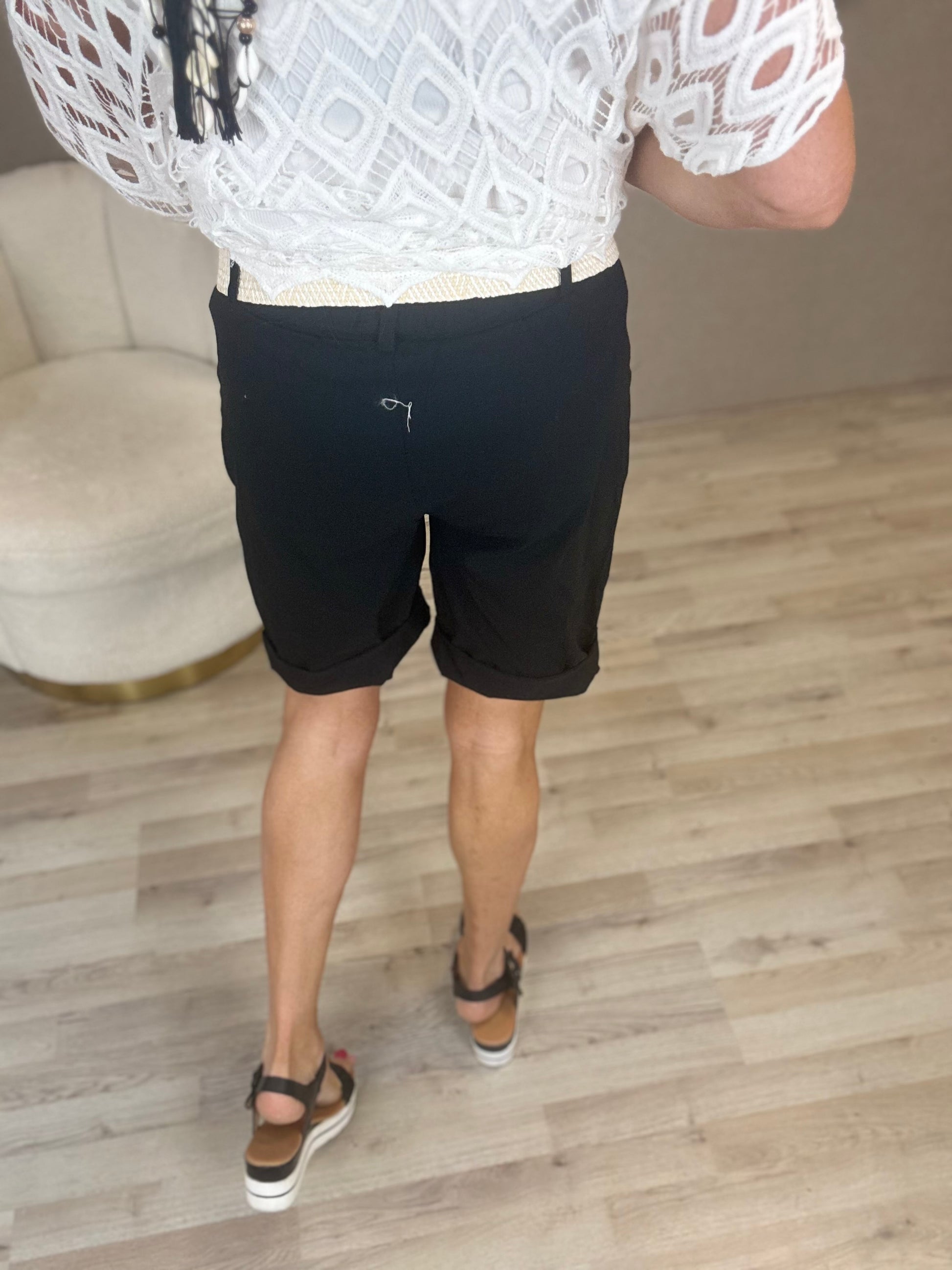 Comfort stretch short met riem - Nancfashion